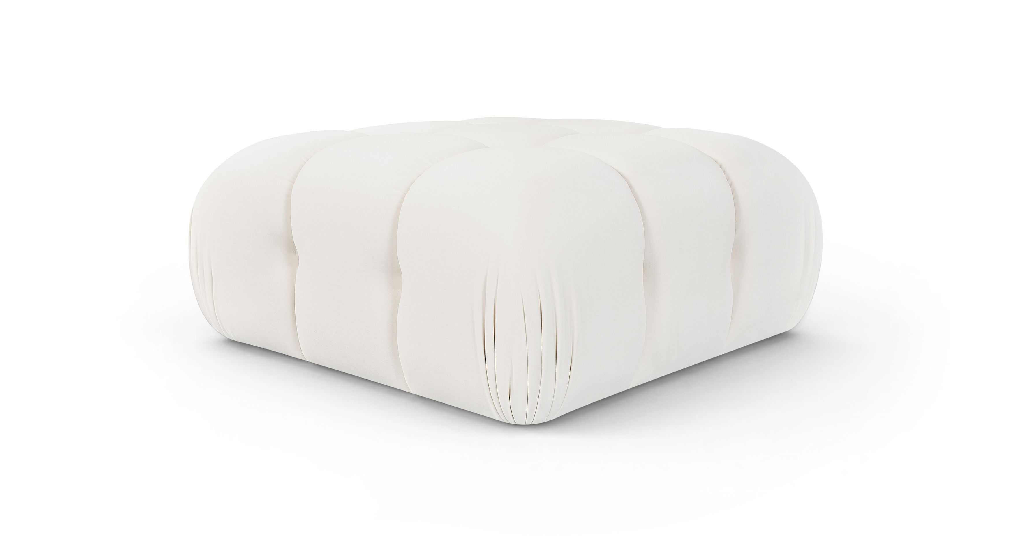 Orin - Velvet Performance Fabric Upholstered Modular Ottoman - Cream