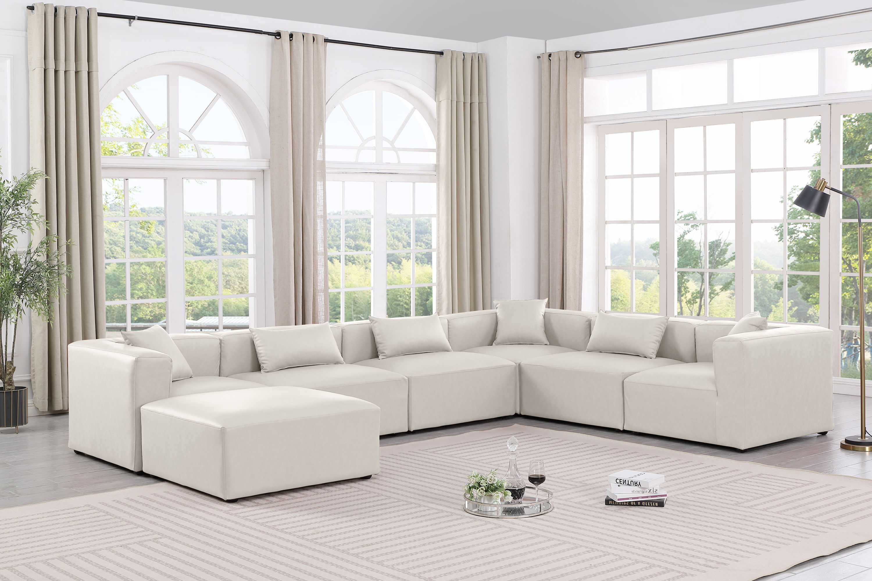 Cube - 7 Piece Modular Sectional - Cream
