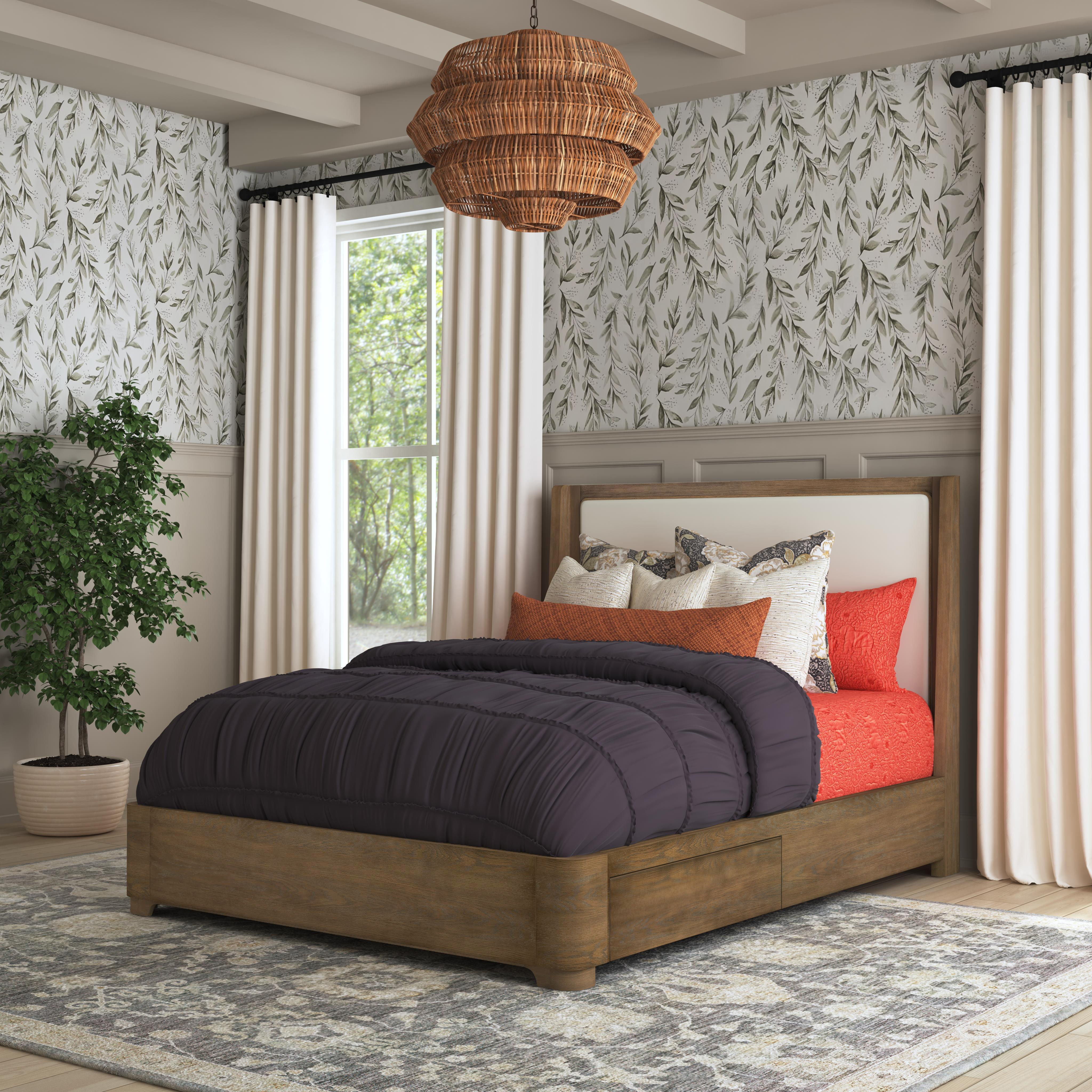 Normandy - Queen Upholstered Storage Bed - Light Brown, light brown, view 4