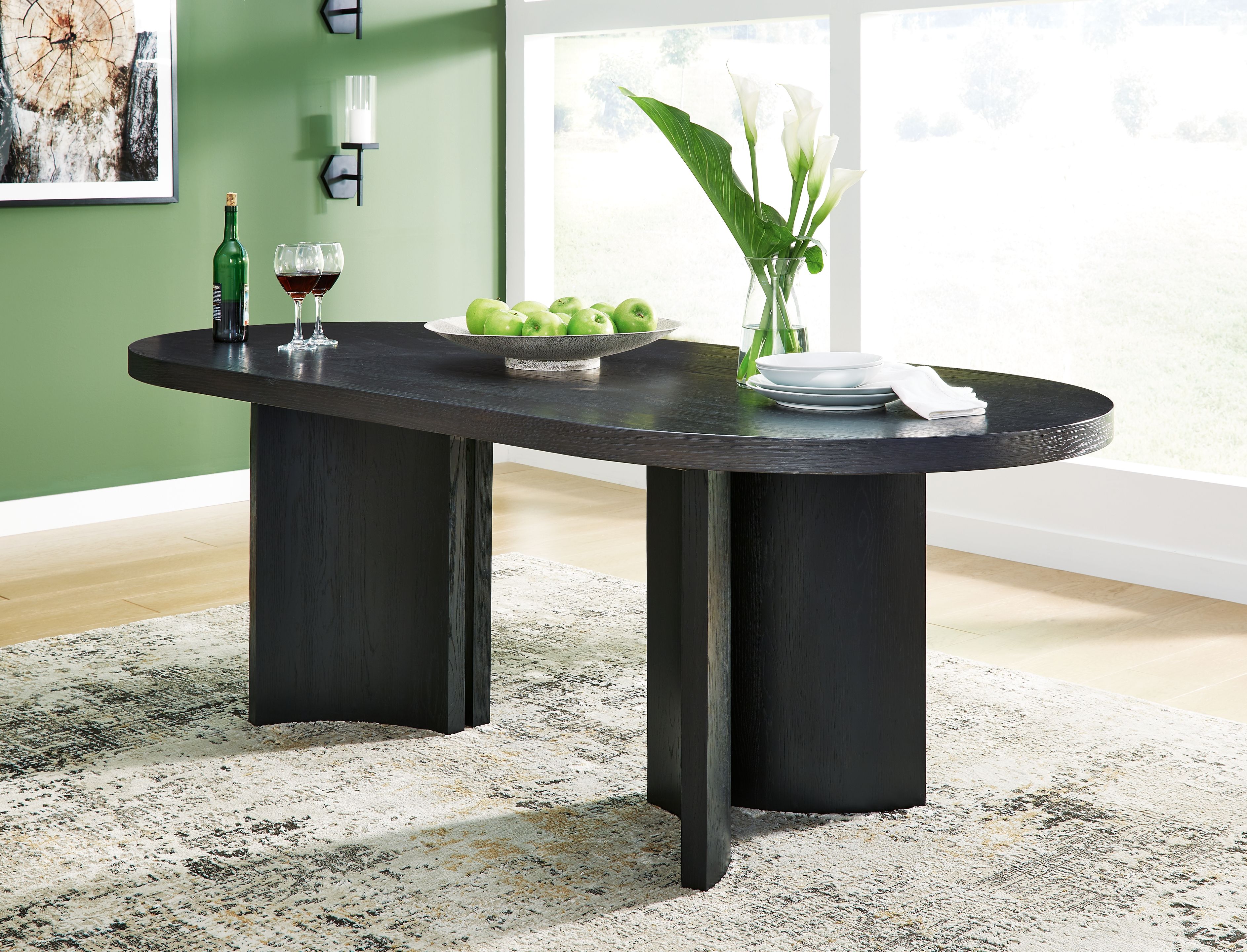 Ashley Furniture Rowanbeck - Oval Dining Room Table - Black - Image 2