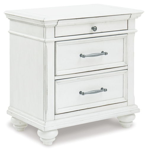 Kanwyn - Three Drawer Night Stand - Whitewash, white