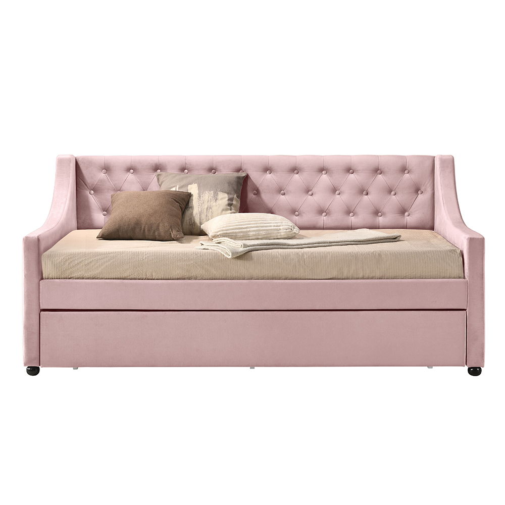 Lianna - Twin Daybed With Trundle - Pink Velvet, pink, view 5