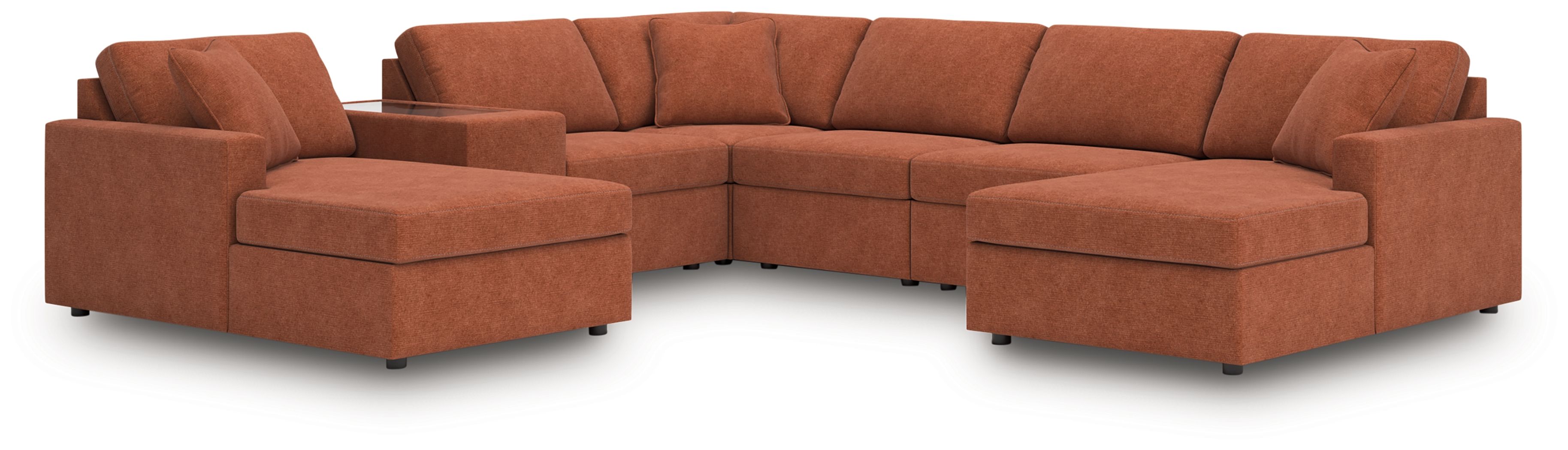 7 Pc · Sectional With Laf And Raf Corner Chaises And With Storage Console