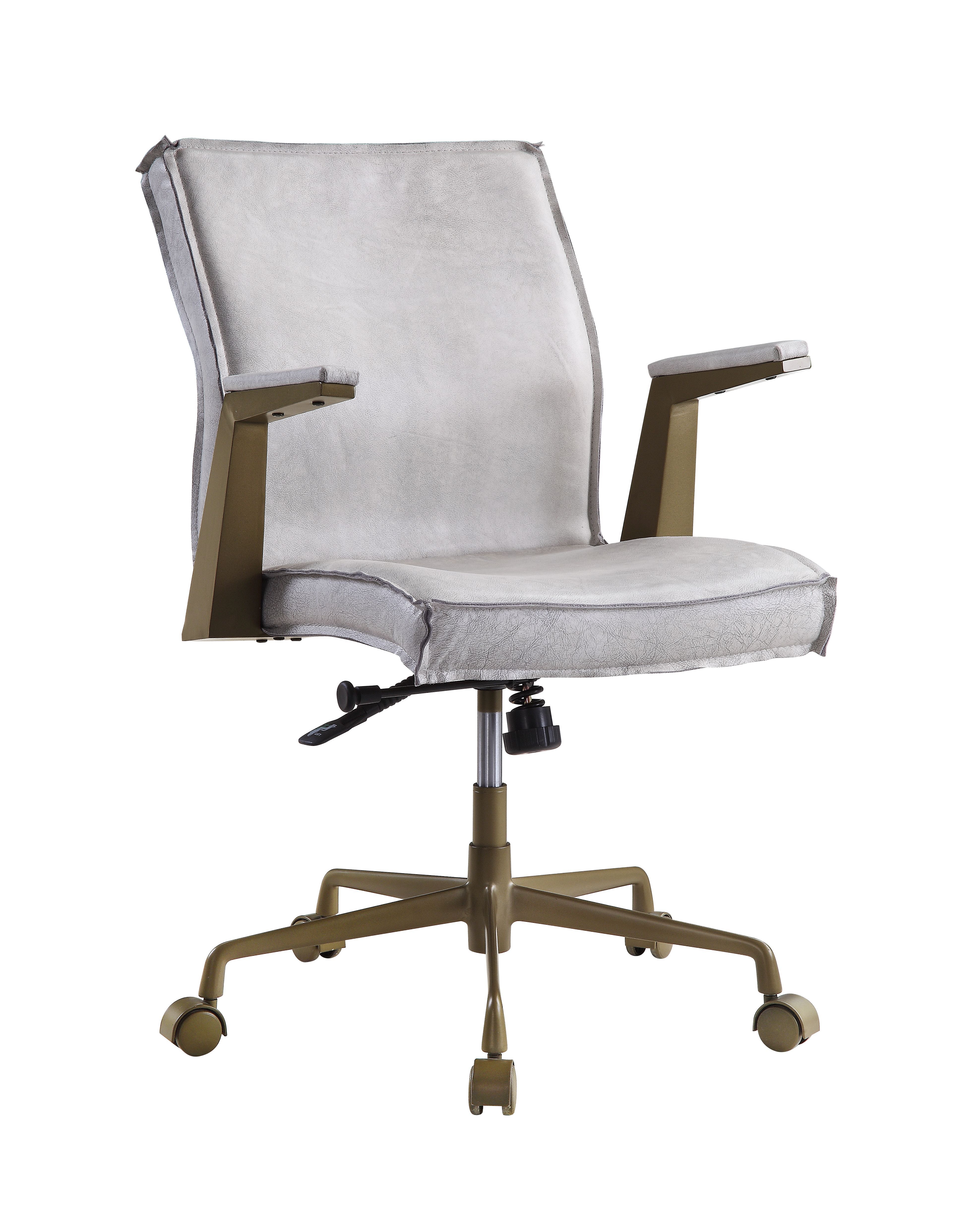 Attica - Office Chair - Vintage White Top Grain Leather, white