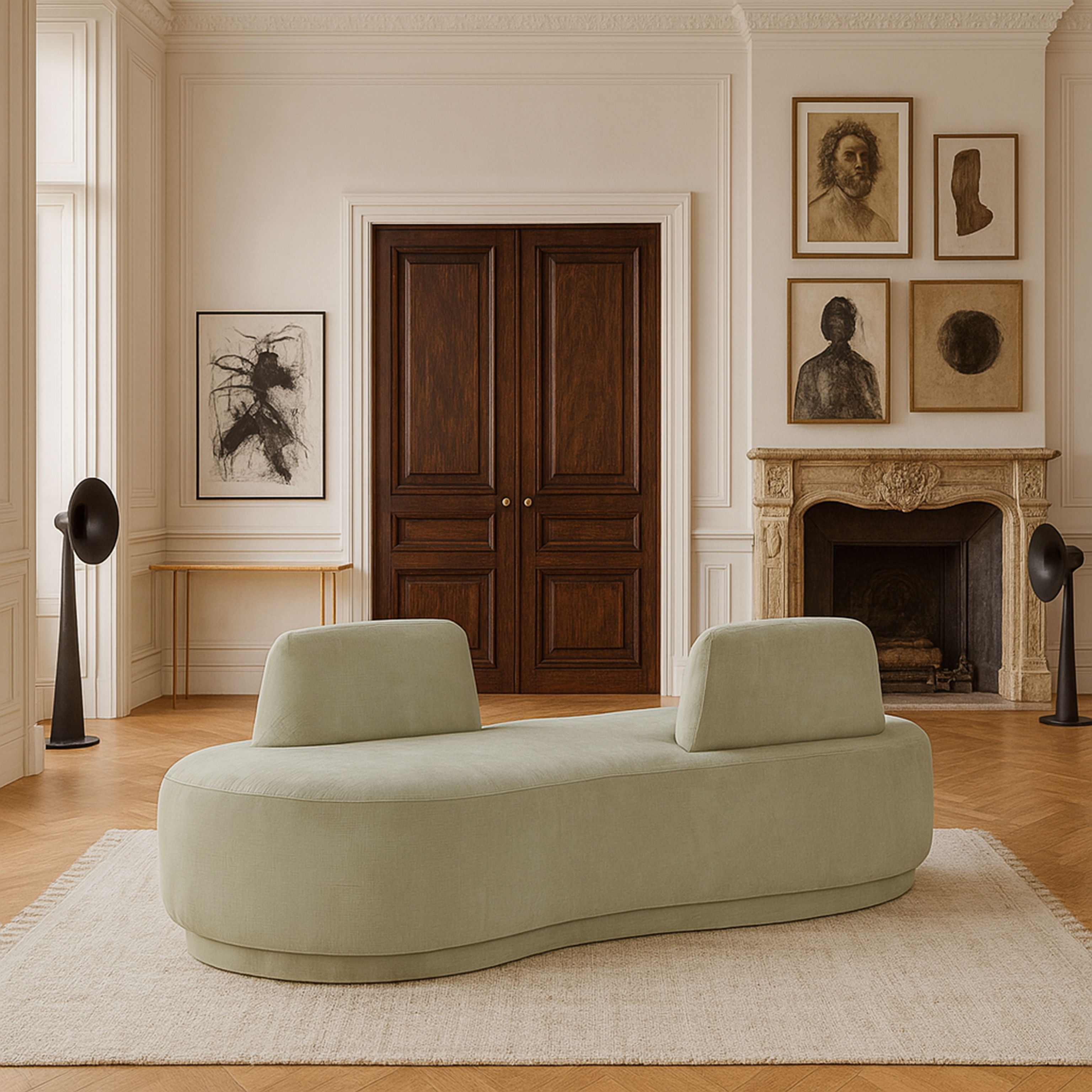 Argyle - Chenille Fabric Chaise / Loveseat - Mint