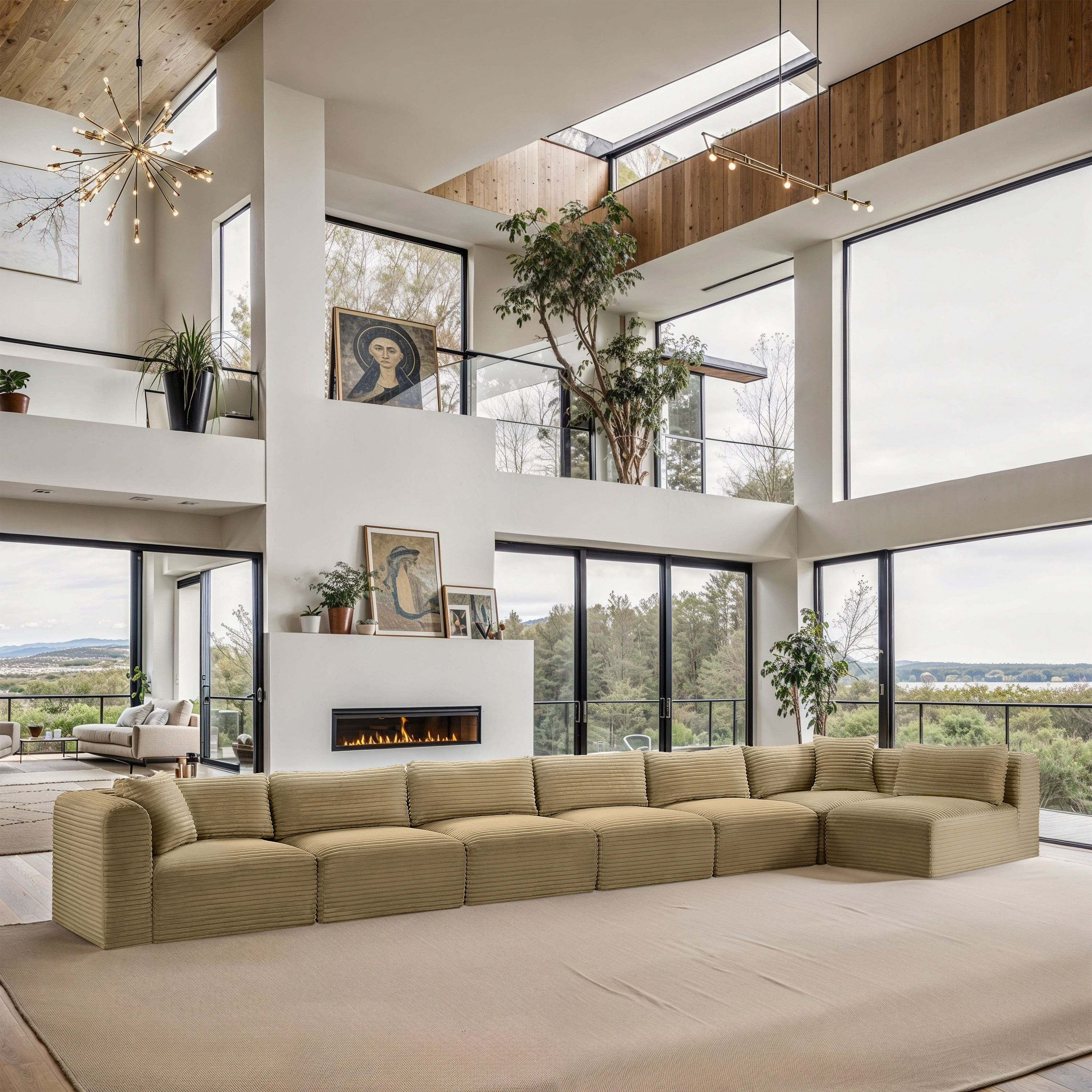 Shaggy - 7 Piece Modular Sectional - Camel