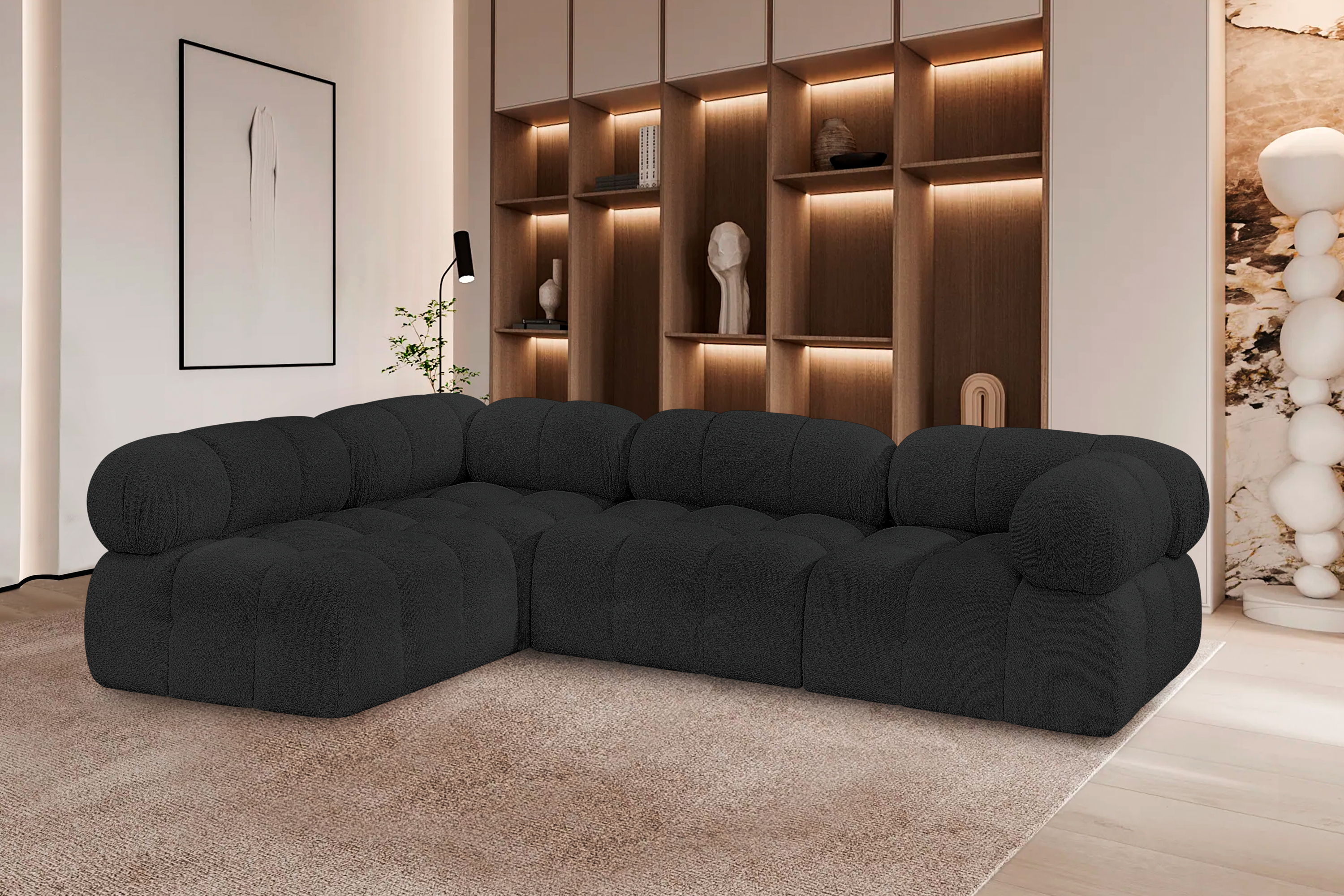 Ames - 4 Piece Modular Sectional - Black