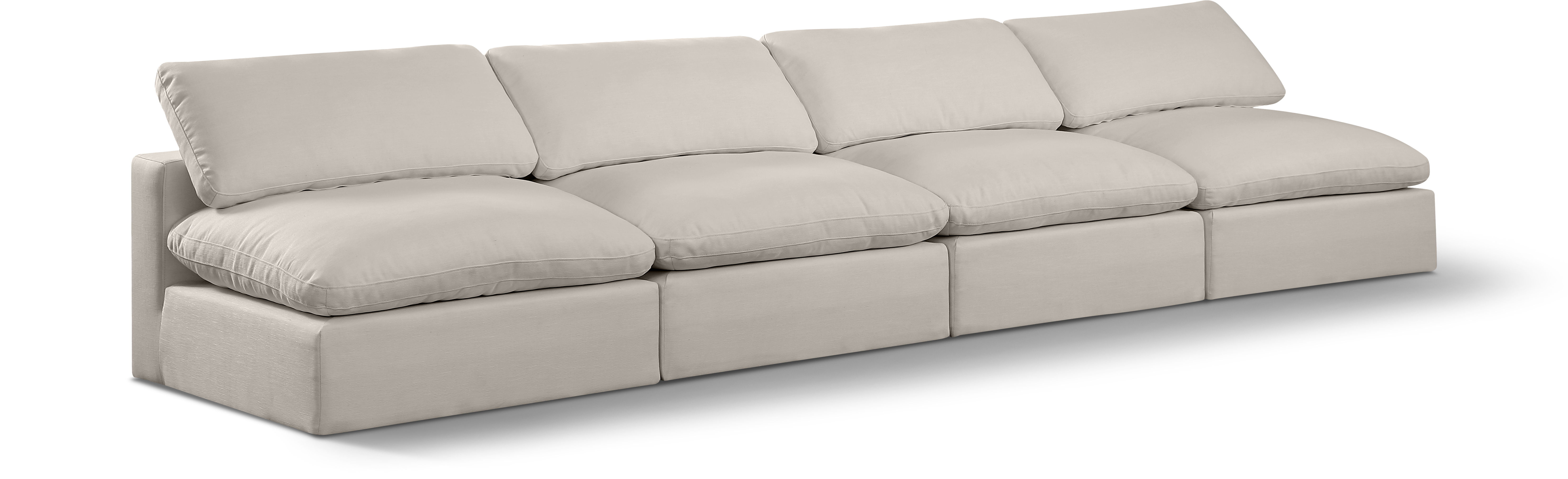 Comfy - Linen Modular Armless Sofa 4 Seats - Ivory