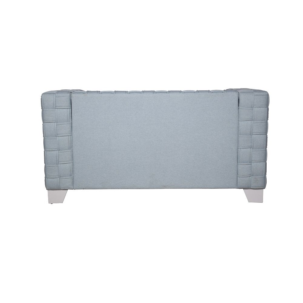 Saree - Loveseat - Light Teal Chenille & White, light blue, view 6