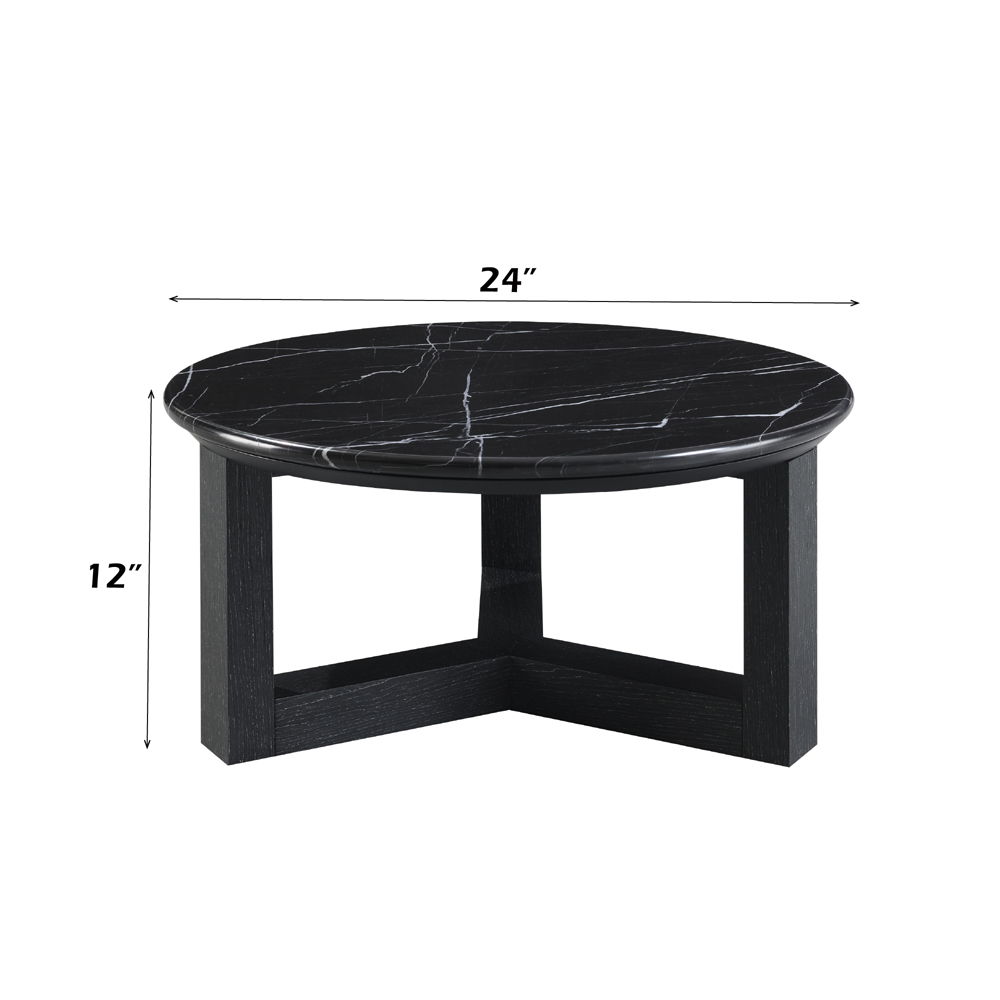 Dara - Coffee Table - Natural Marble Top & Black, black, view 4