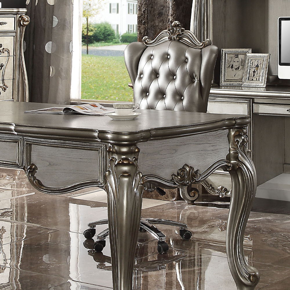 Versailles - Executive Office Chair - Silver Synthetic Leather & Antique Platinum, silver, view 8