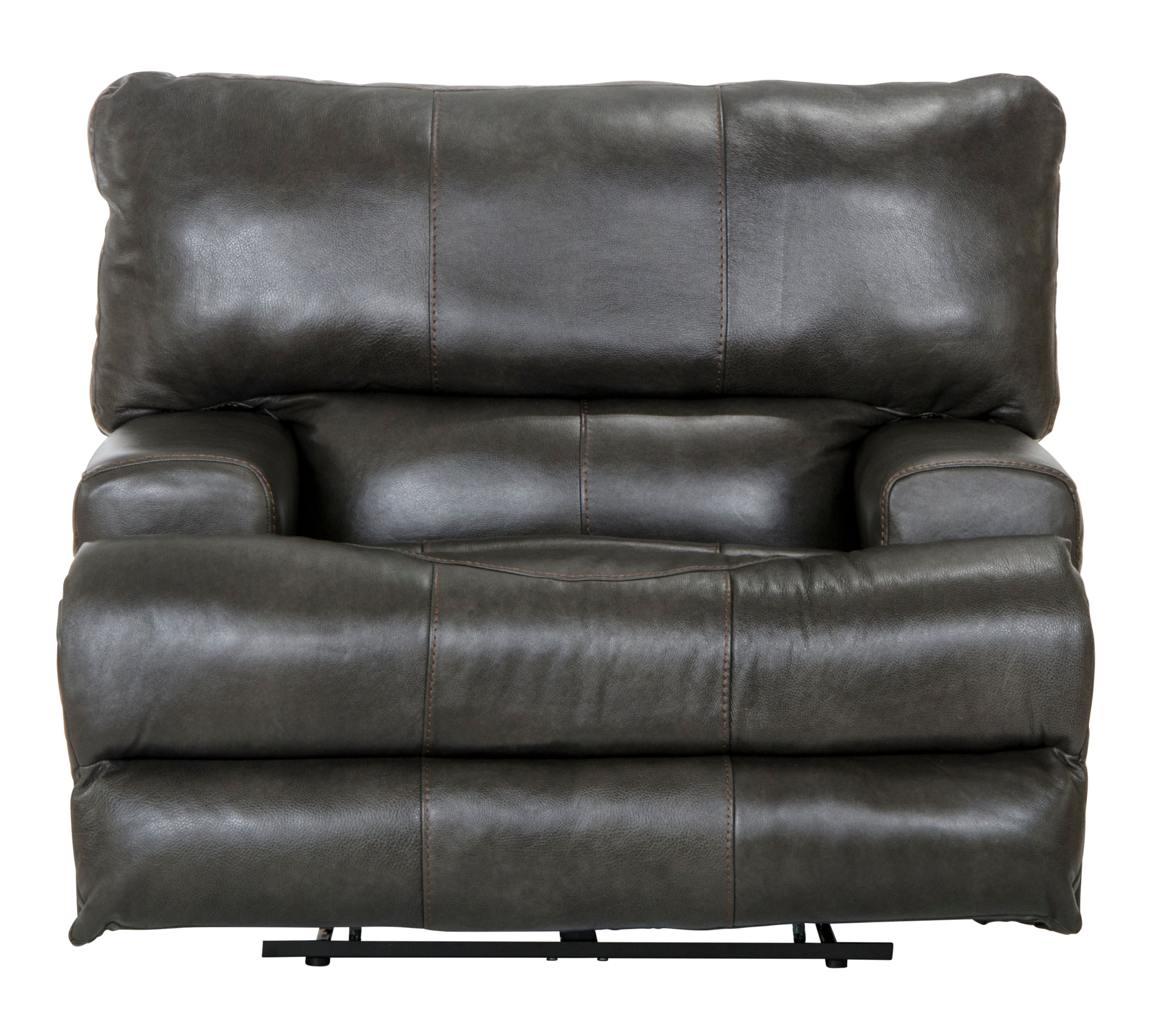 Wembley - Italian Leather Match Power Lay Flat Recliner With Power Adjustable Headrest & Lumbar - Steel