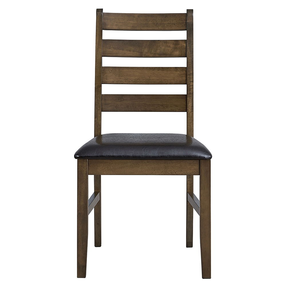 Damica - Side Chair (Set of 2) - Brown Synthetic Leather & Walnut, dark brown, view 2