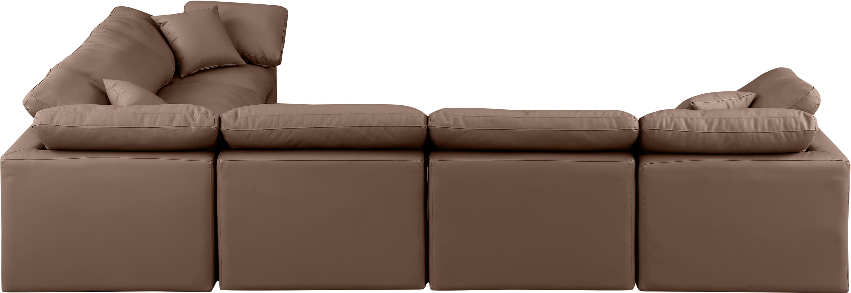 Indulge - Faux Leather 6 Piece Modular Corner Sectional - Brown