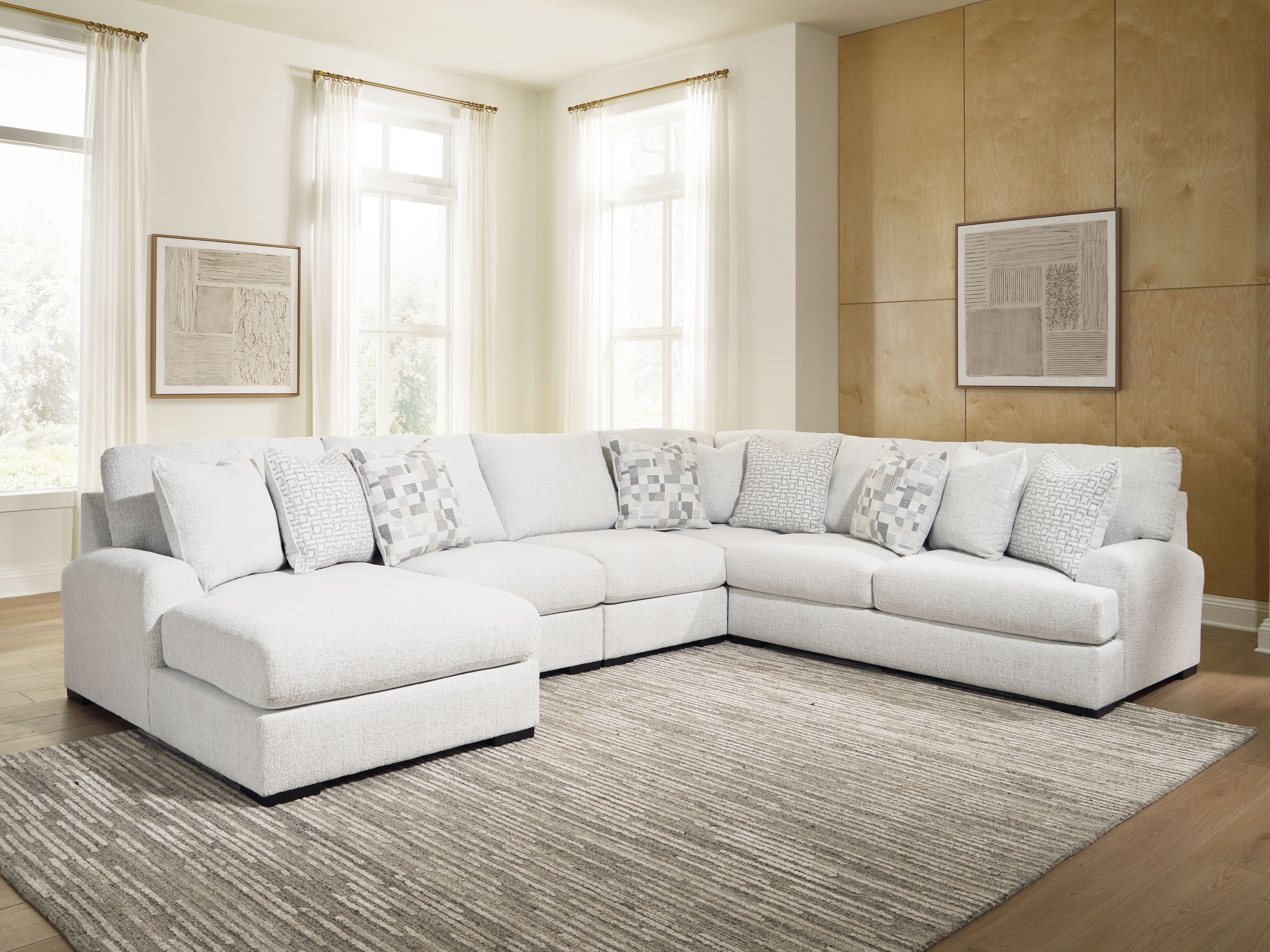 Ashley Furniture Misty-Lakes - 5-Piece Sectional With LAF Corner Chaise - Chalk - Image 5