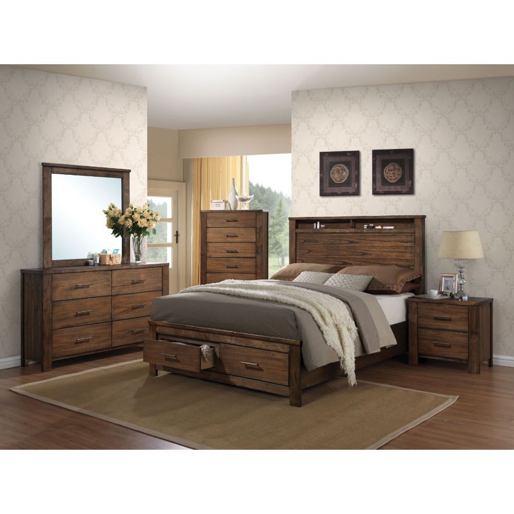 Merrilee - Eastern King Bed With Storage - Oak, light brown