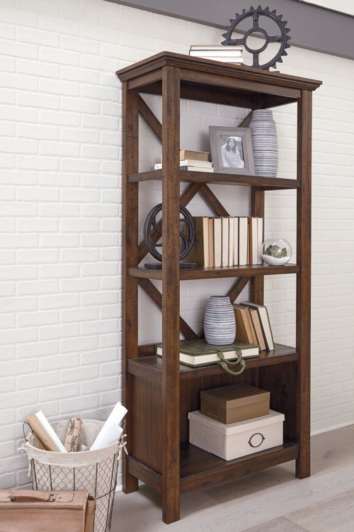 Baldridge - Large Bookcase - Rustic Brown, dark brown