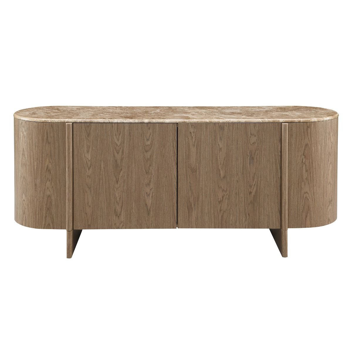 Markku - Console Table With Natural Marble - Oak, dark brown, view 4