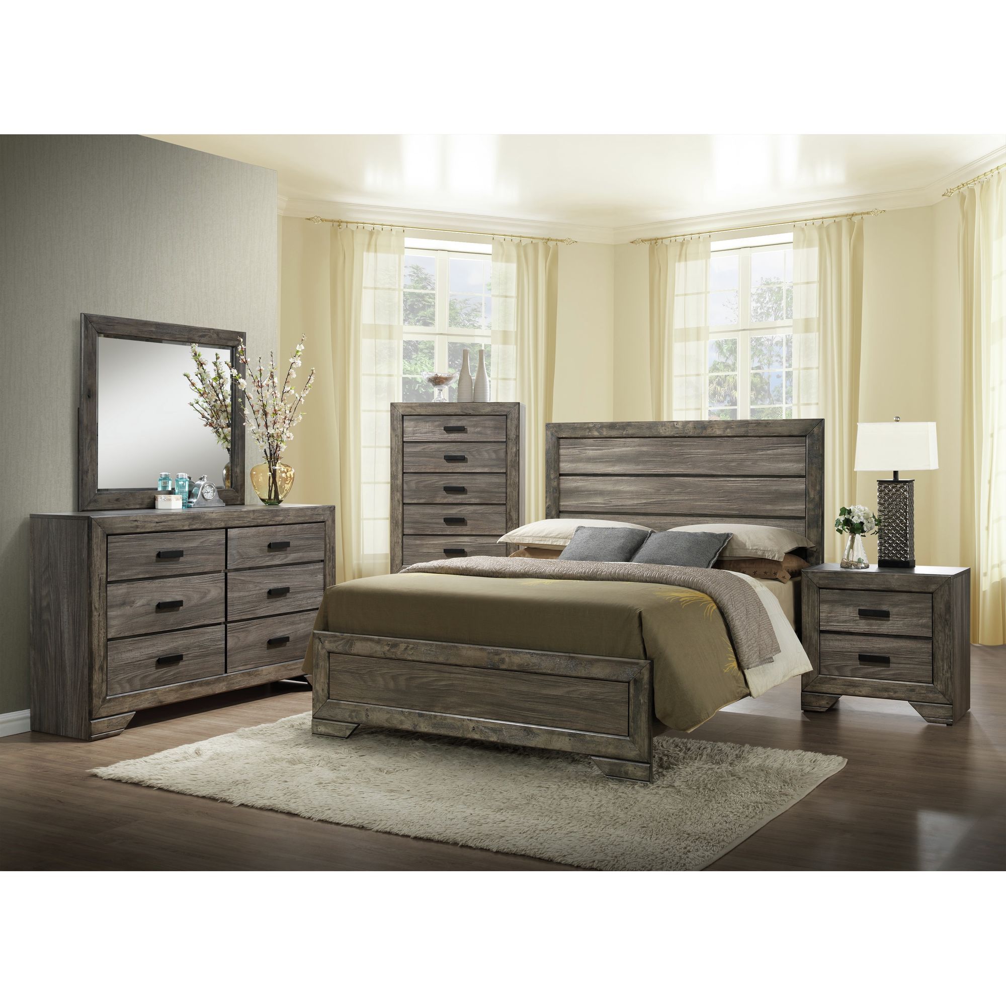 Nathan - Queen Panel Bed - Gray Oak Finish