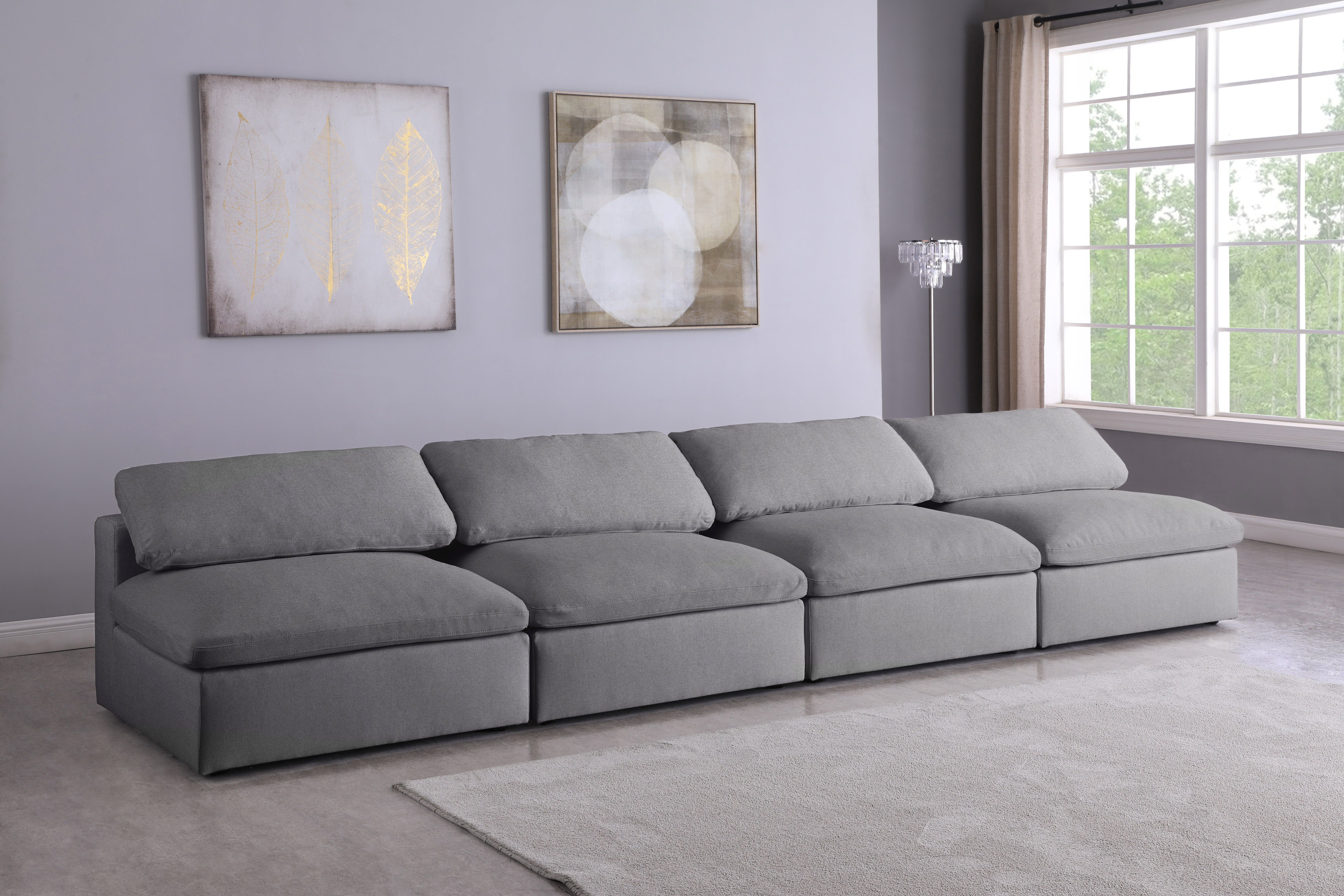 Serene - 4 Piece Modular Armless Sofa - Gray