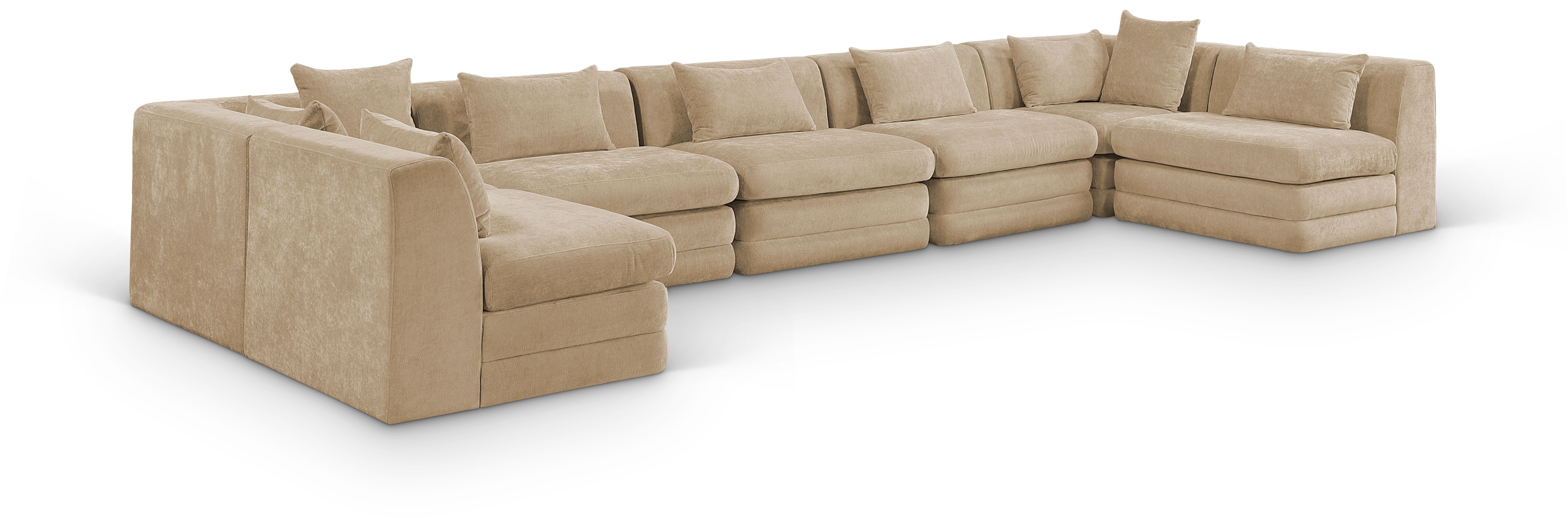 7 Pc · Chenille Fabric 190" Upholstered Modular Sectional
