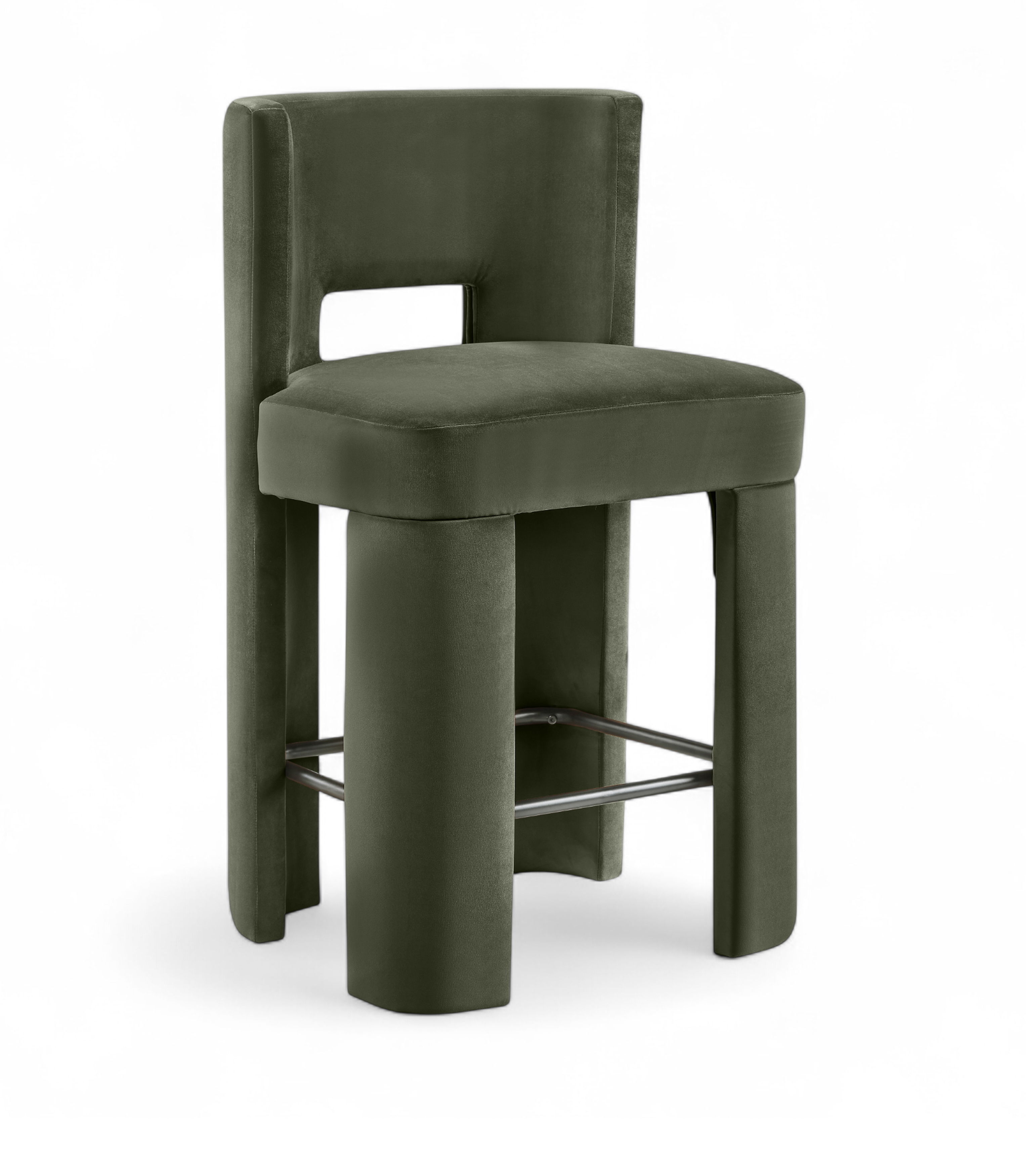 Zuno - Velvet Performance Fabric Upholstered Counter Stool (Set of 2) - Green