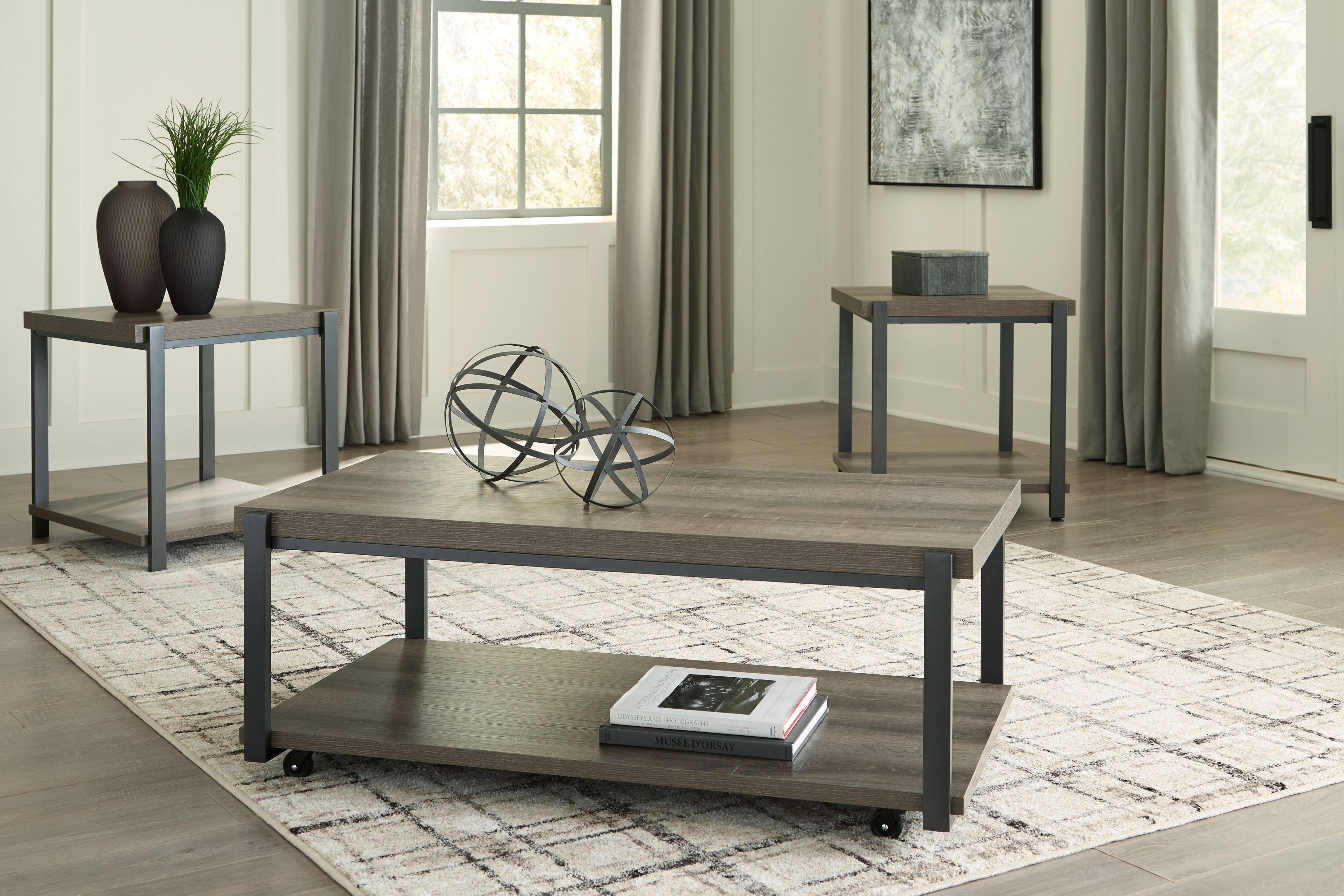 Ashley Furniture Wilmaden - Occasional Table Set (Set of 3) - Gray / Black - Image 2