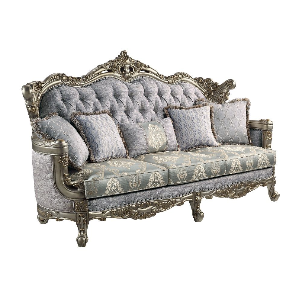 Miliani - Sofa With 5 Pillows - Fabric & Antique Bronze, silver, view 2