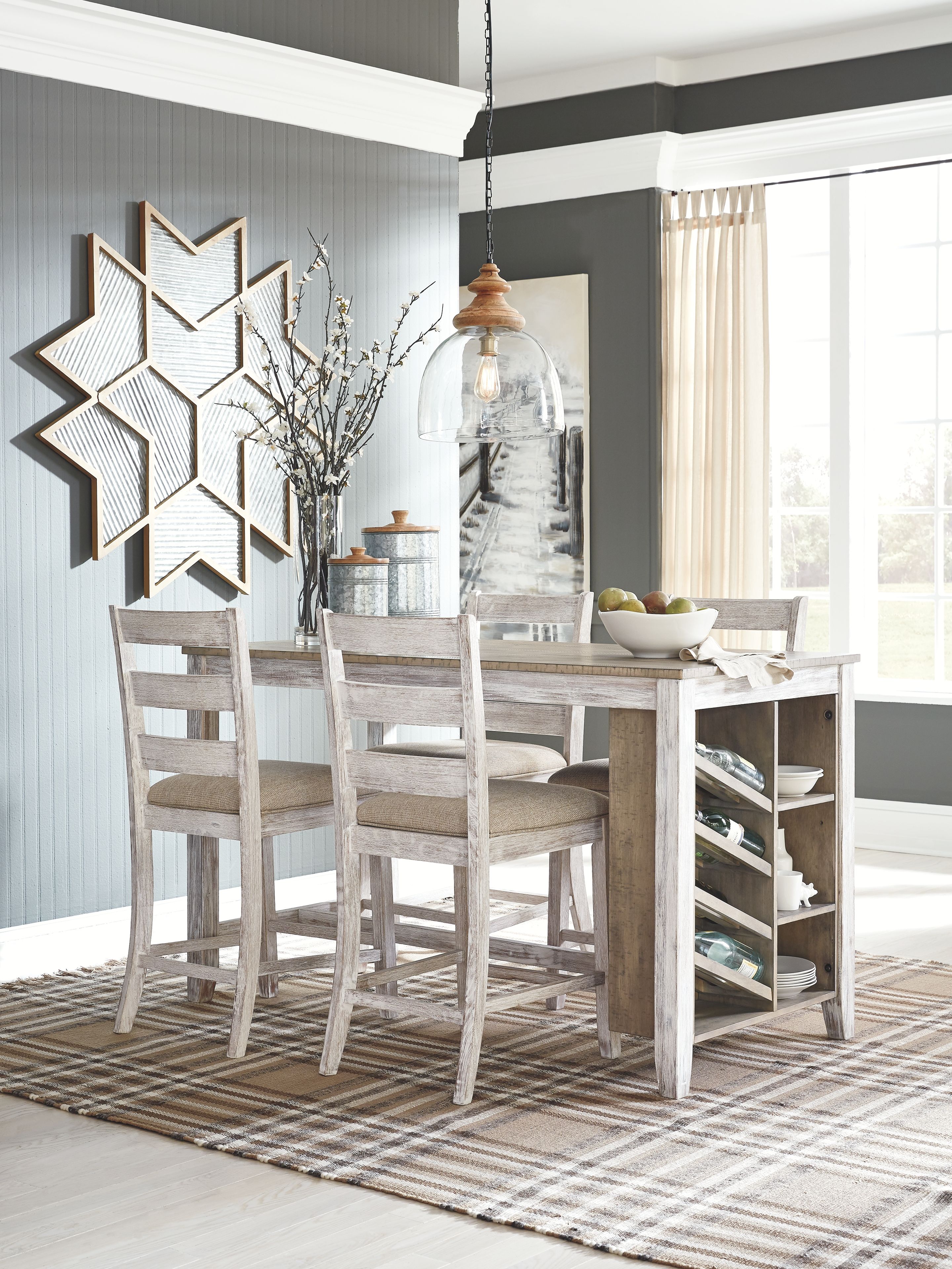 5 Pc · Counter Table, 4 Upholstered Barstools