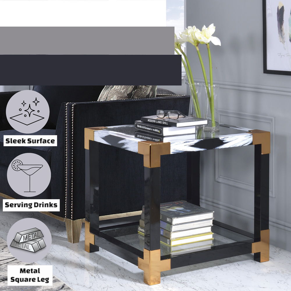 Lafty - End Table - Clear Glass & White Brushed, white, view 4