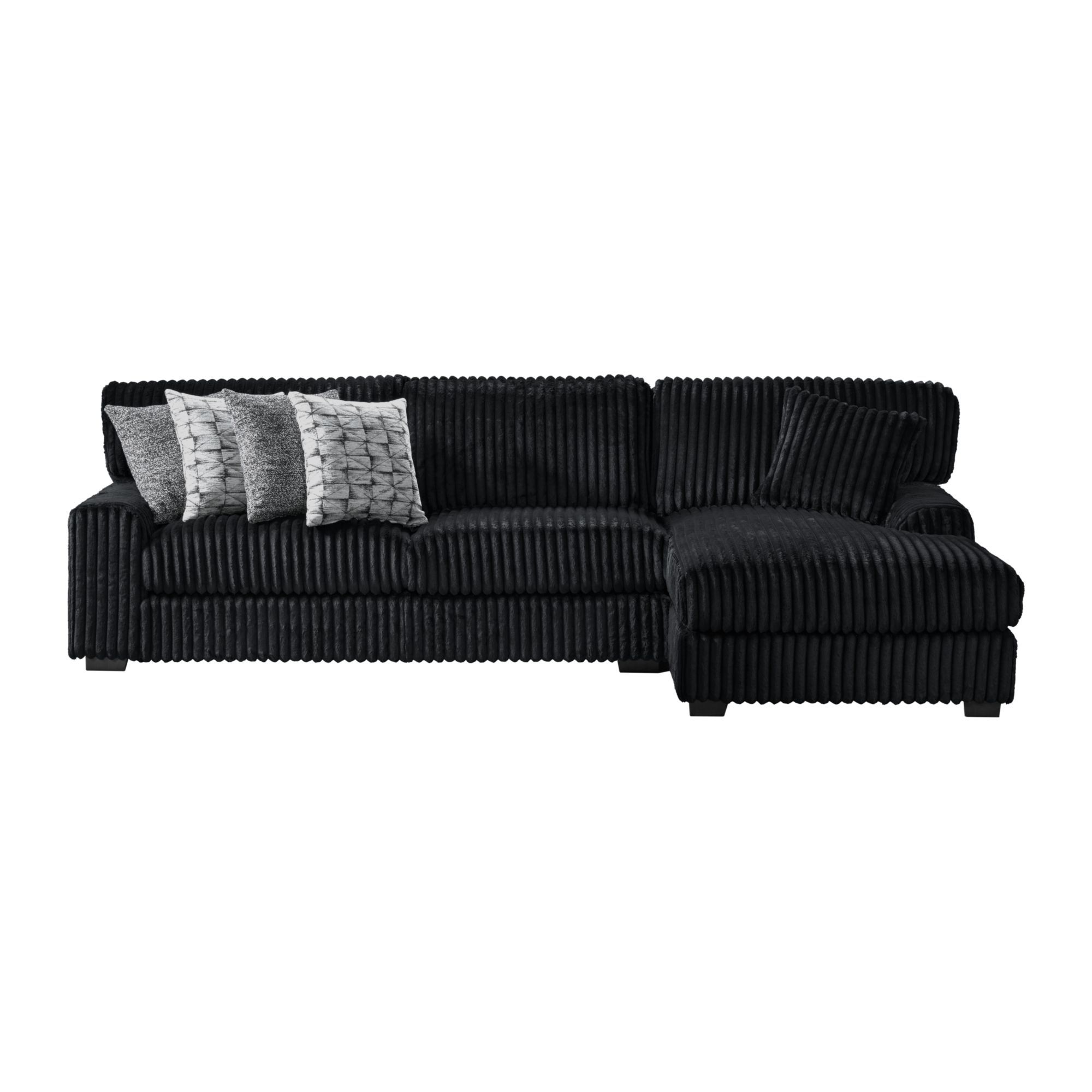 Nightfall - 2 Piece Sectional Set With RHF Chaise 1 Pillow - Grand Cord Black