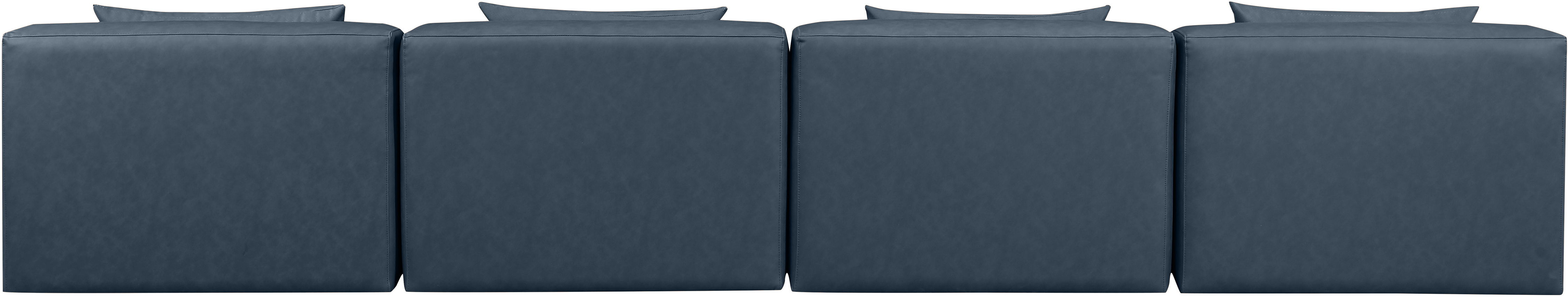 Cube - Modular 4 Piece Armless Sofa - Navy Blue