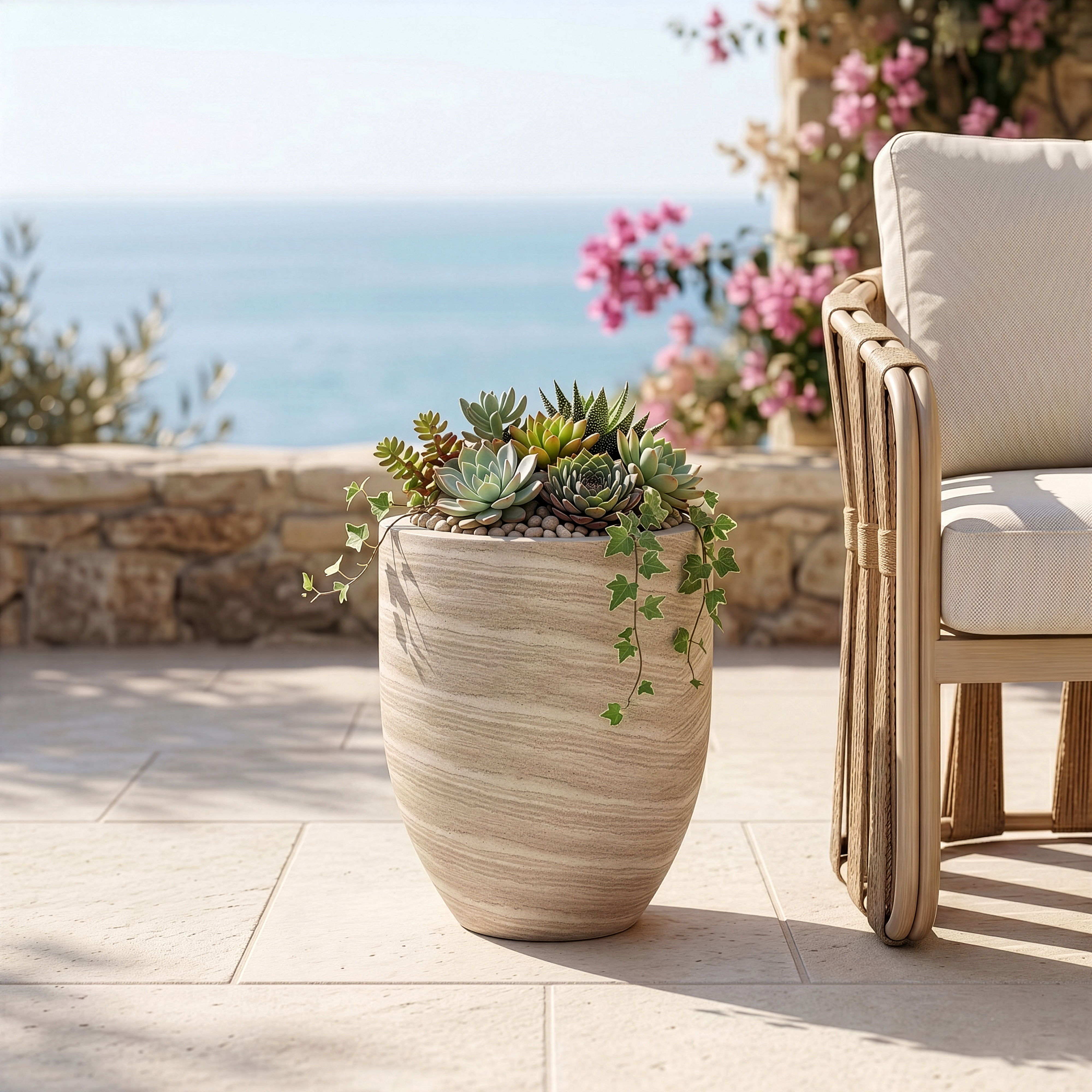 Florique - 24" Indoor / Outdoor Concrete Planter - Travertine