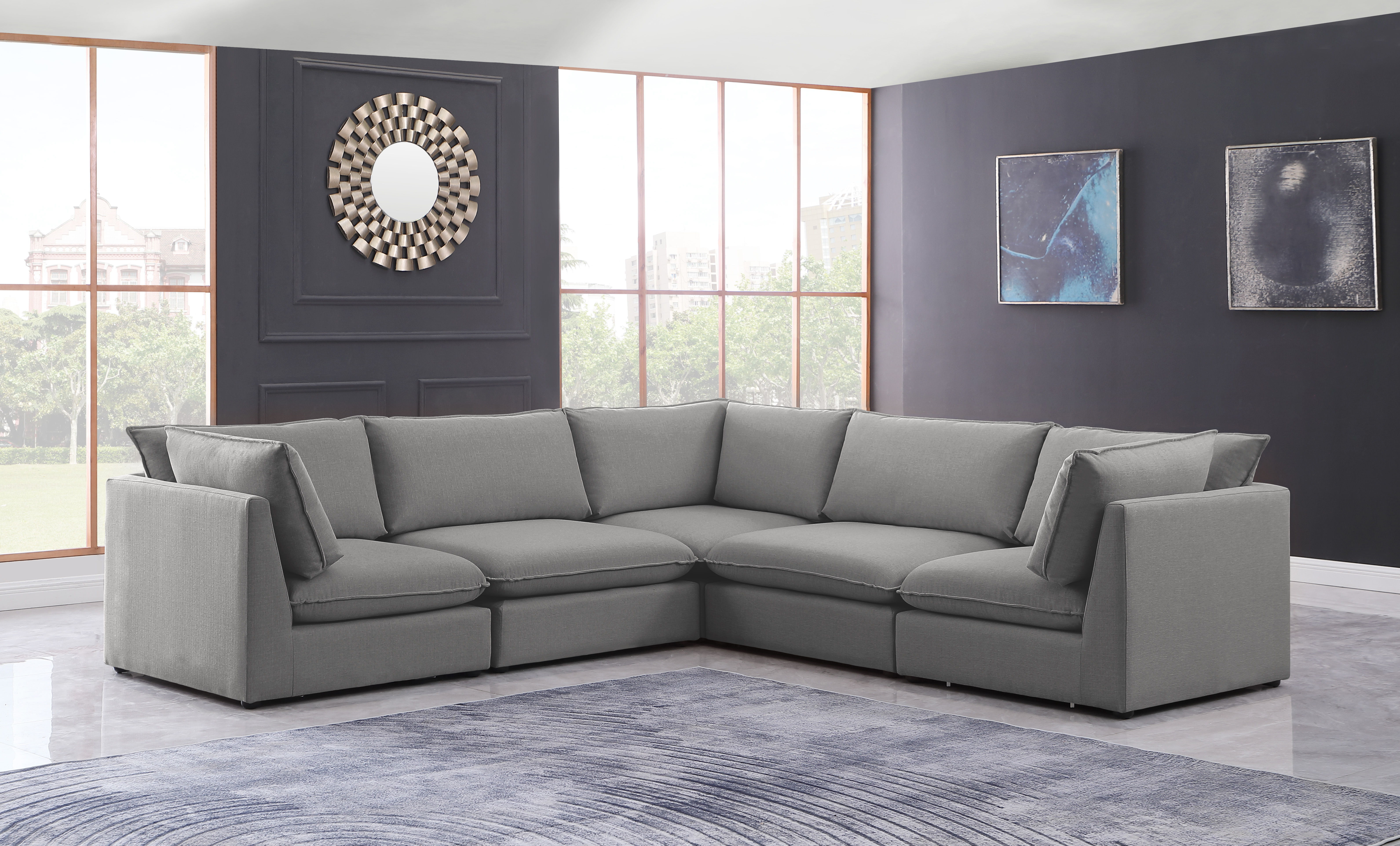 Mackenzie - 5 Piece Modular Corner Sectional - Gray