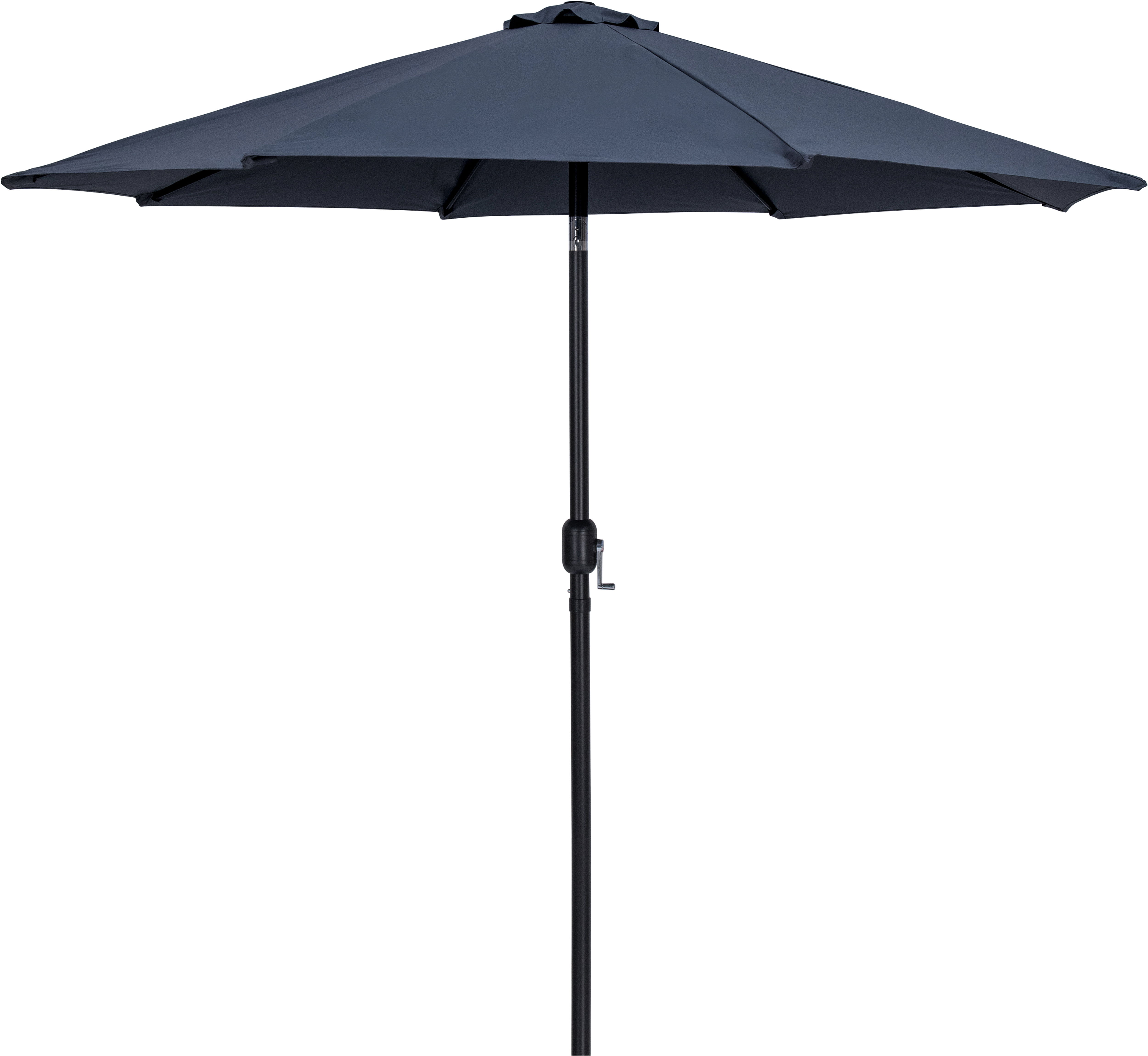 Fiji - Aluminum Patio Umbrella With Round Teak And Black Base - Gray
