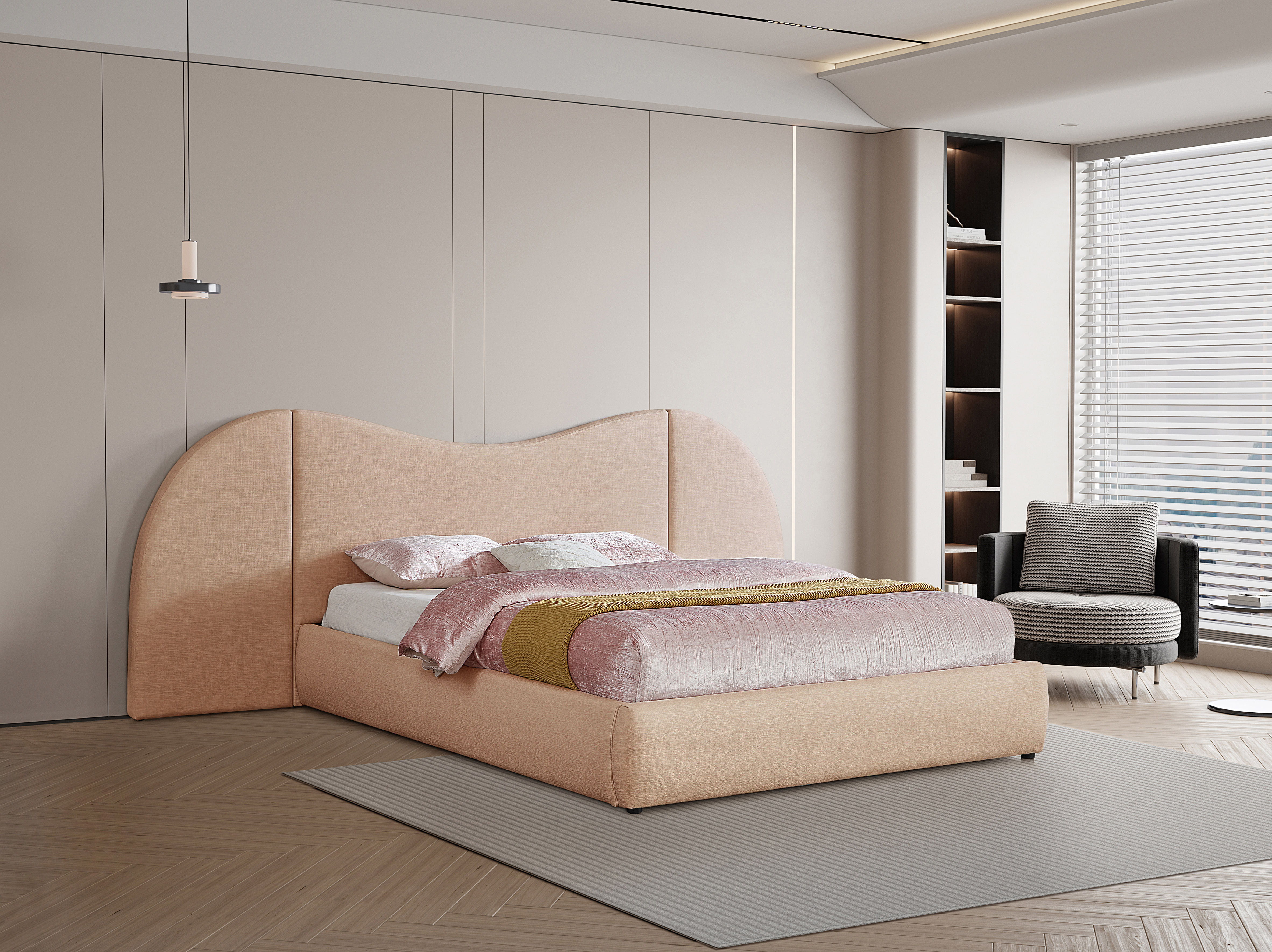 Everest - Linen Fabric Queen Bed - Tan