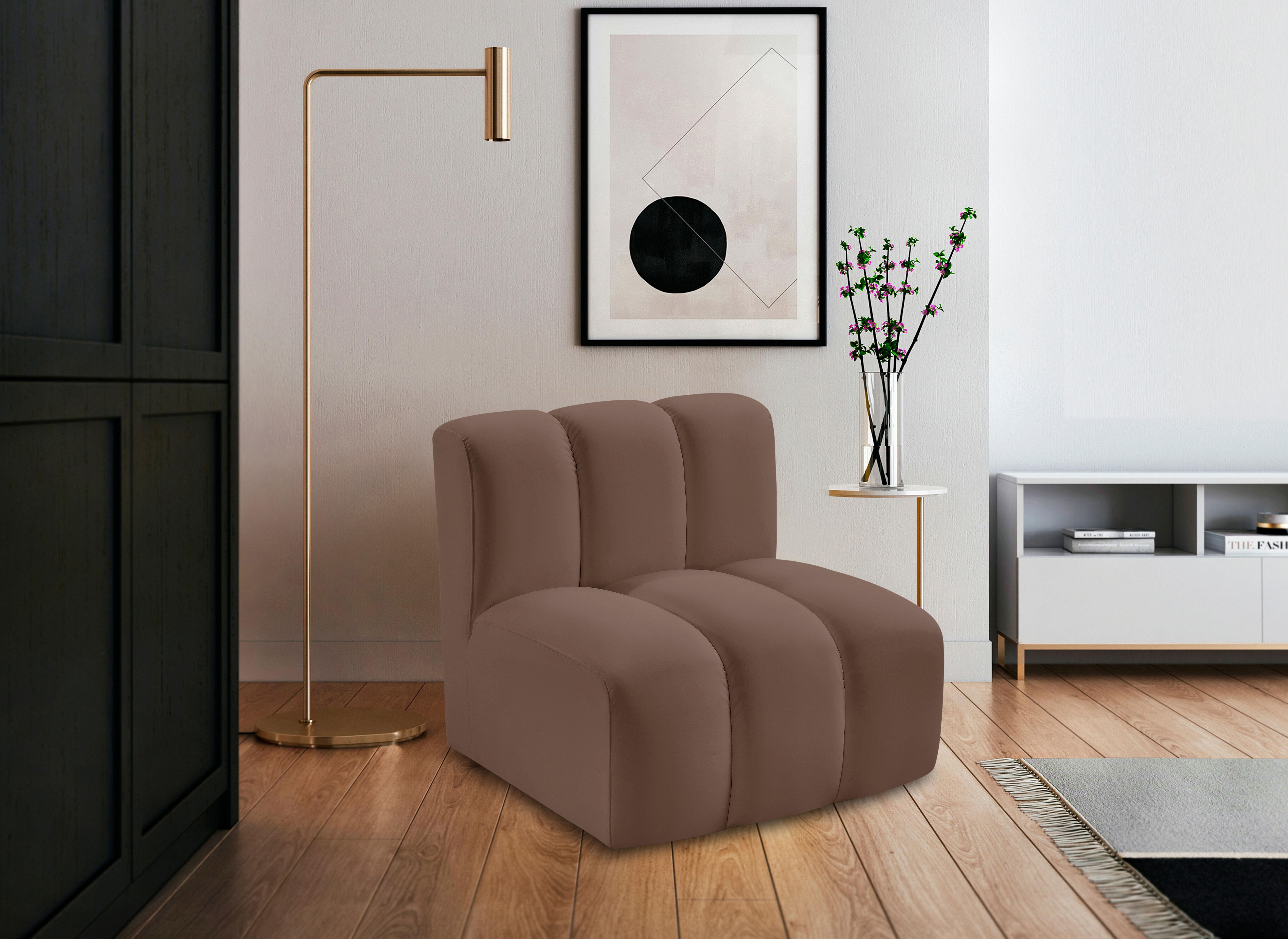 Arc - Faux Leather Straight Chair - Brown