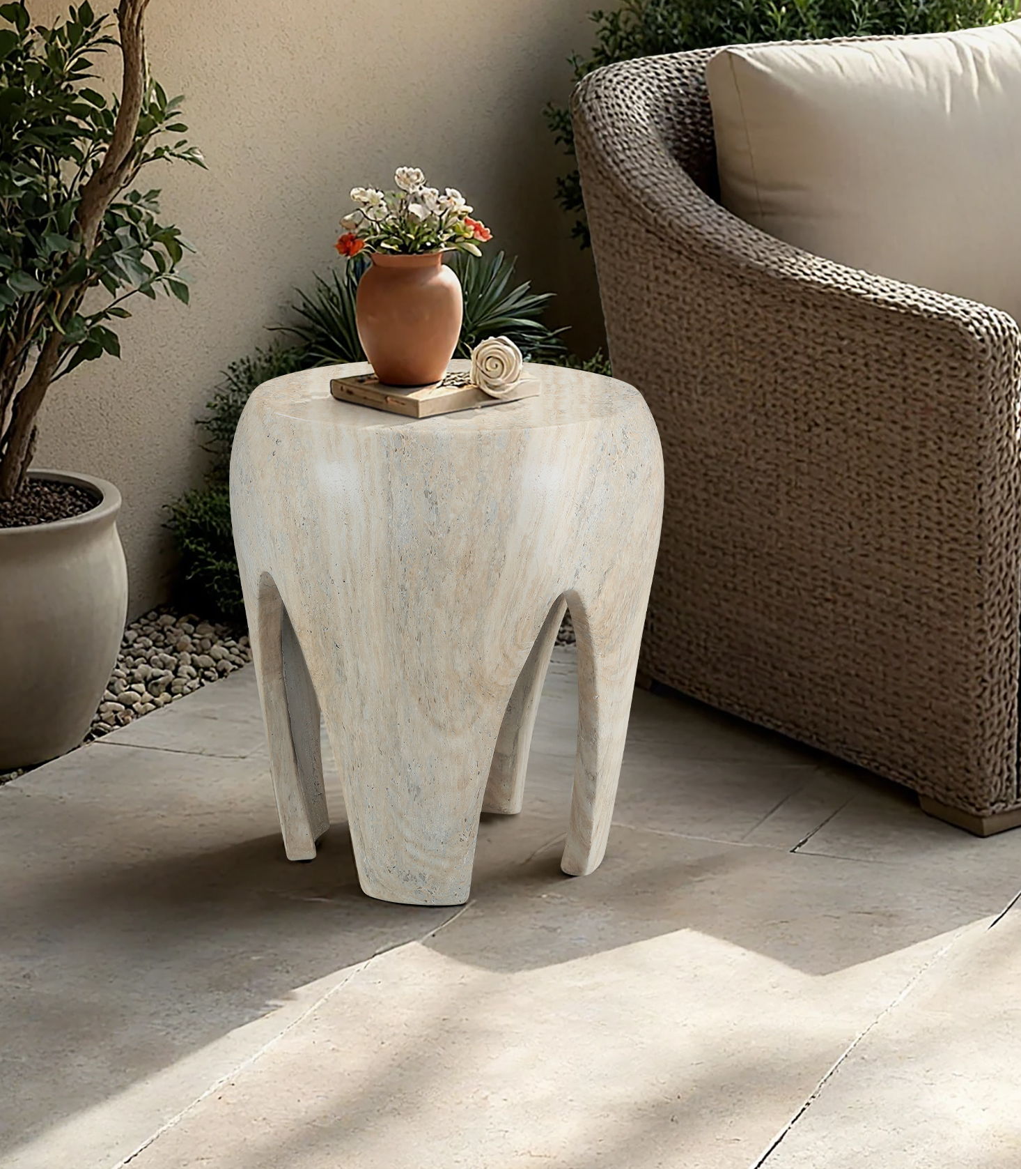 Moxie - Concrete And Fiberglass Indoor / Outdoor End Table - Natural
