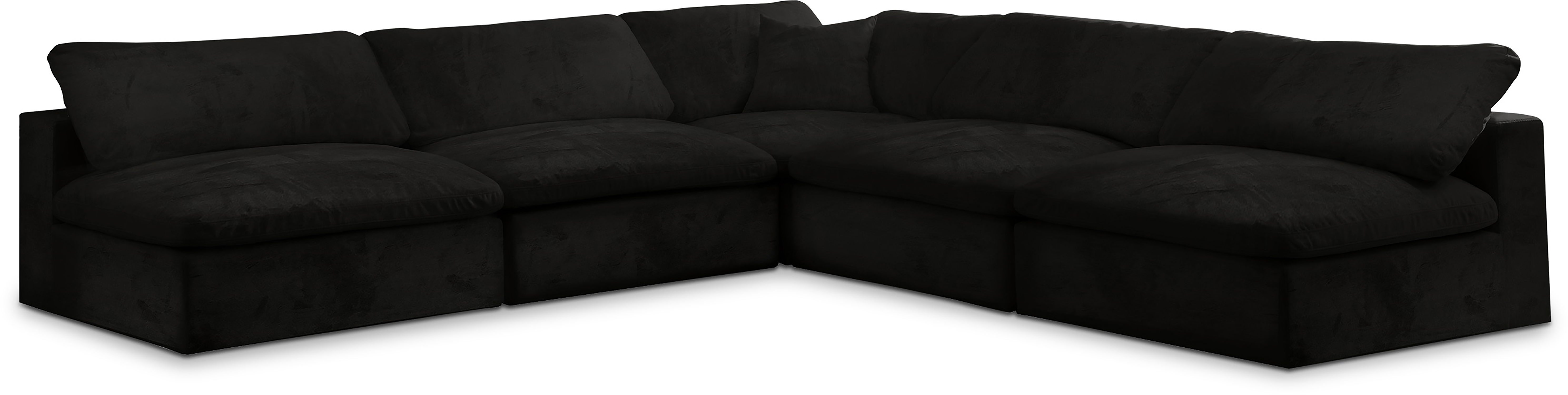 Cozy - 5 Piece Modular Corner Armless Sectional - Black