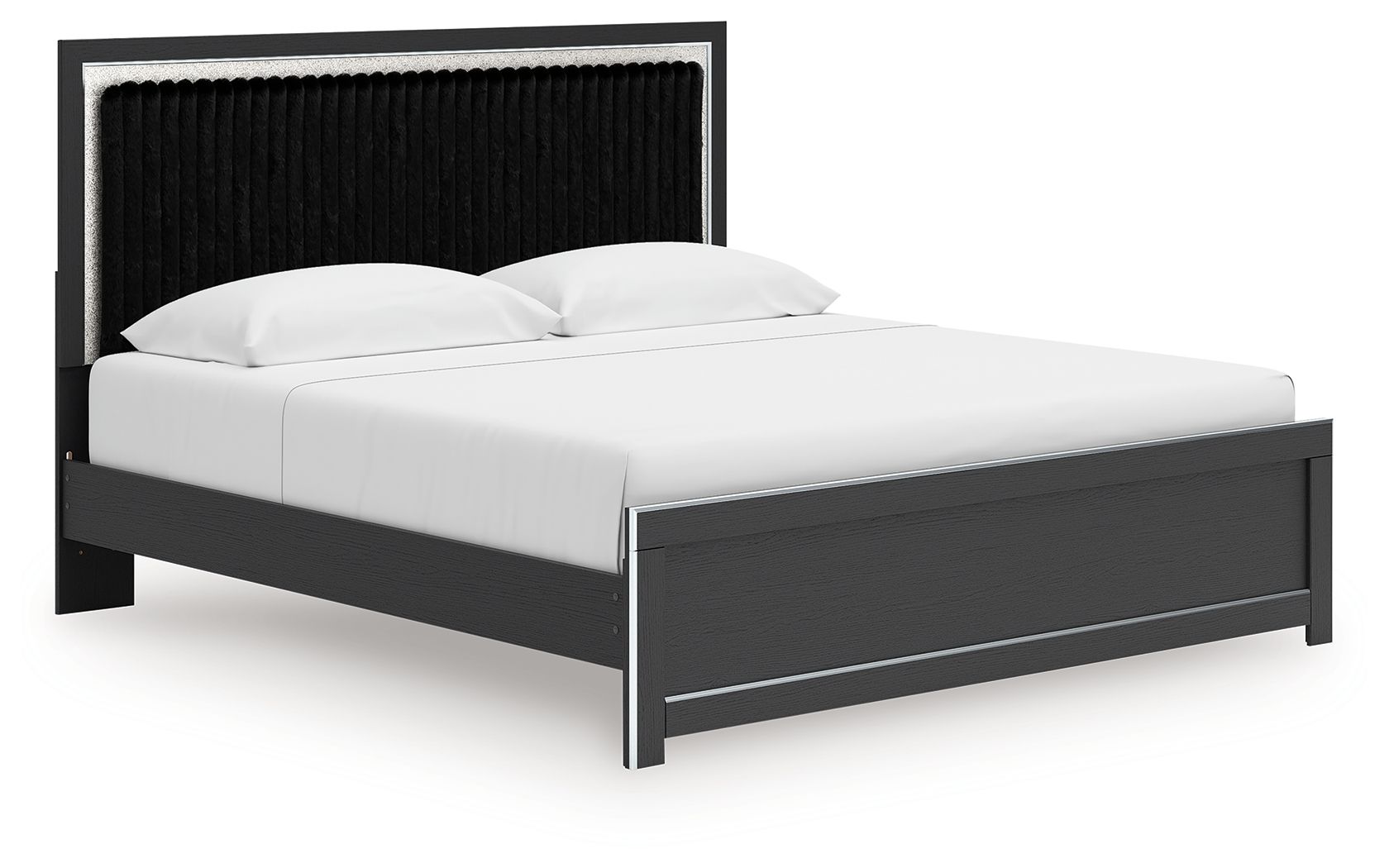 Zuraleus - King Upholstered Panel Platform Bed With Roll Slats - Black