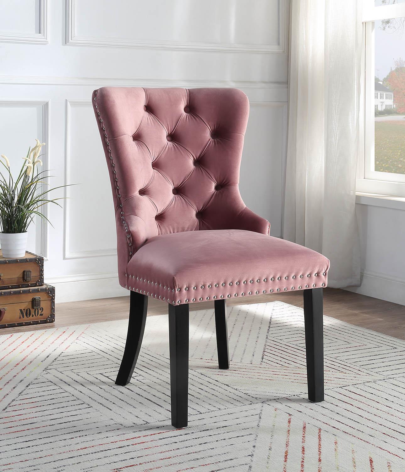 D2083 - Velvet Dining Side Chair (Set of 2) - Pink