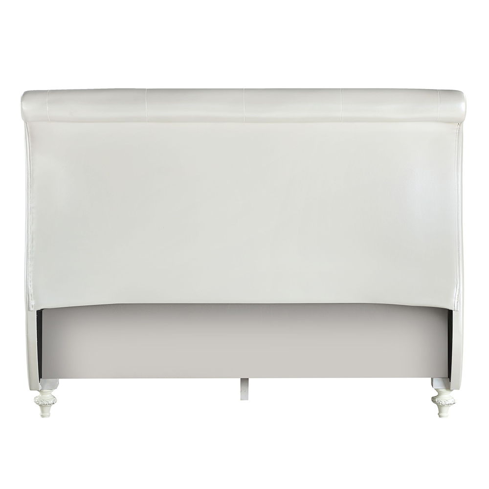 Dorothy - Full Bed - Pearl White Synthetic Leather & Ivory, silver, view 4