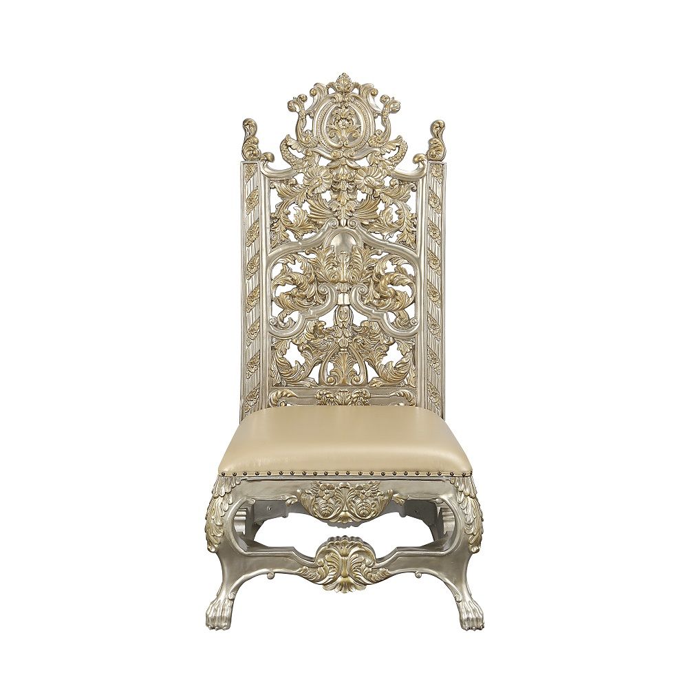 Danae - Side Chair (Set of 2) - Synthetic Leather , Champagne & Gold, beige, view 8