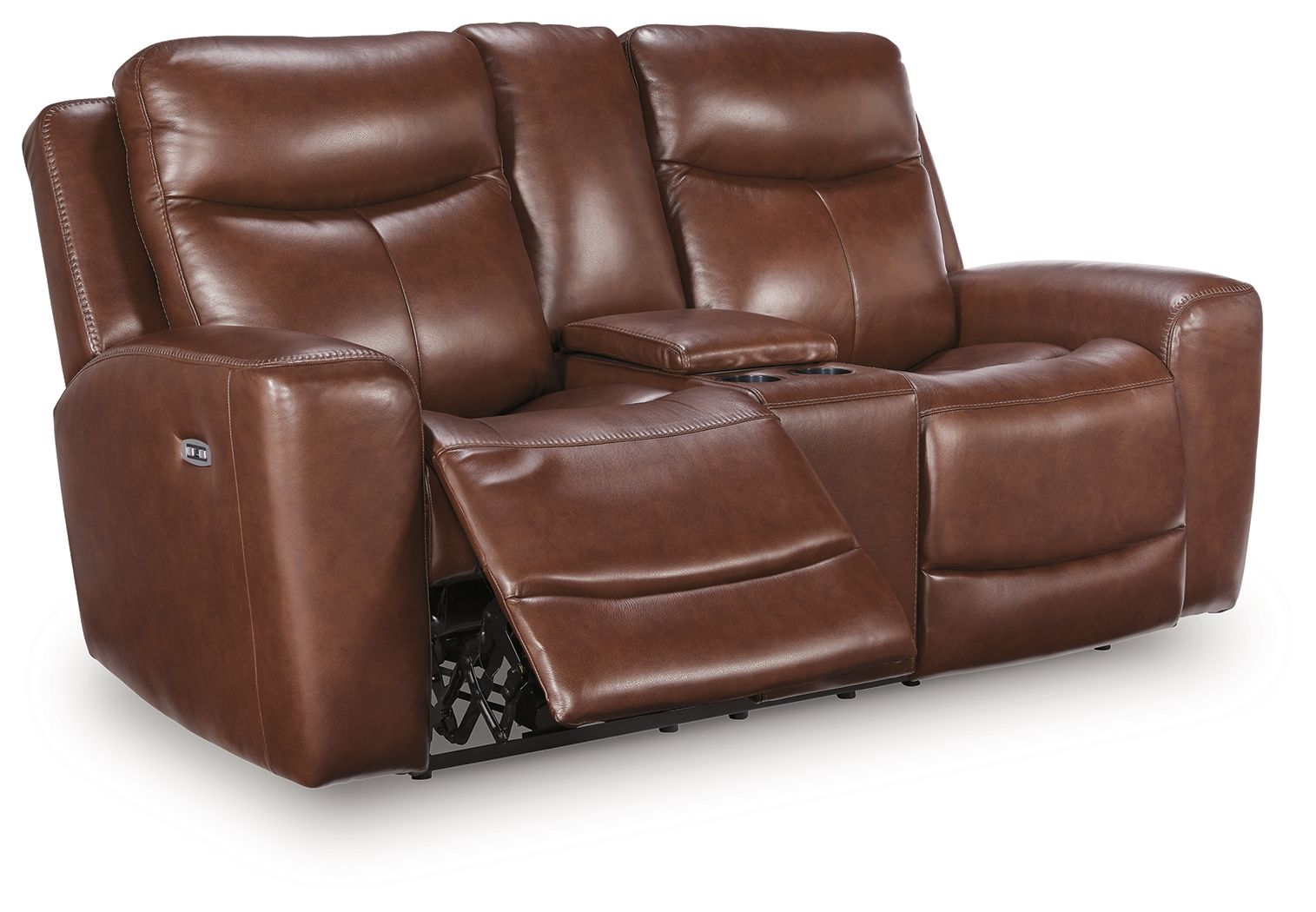 Bexhurst - Power Reclining Loveseat With Console / Adjustable Headrest - Mahogany