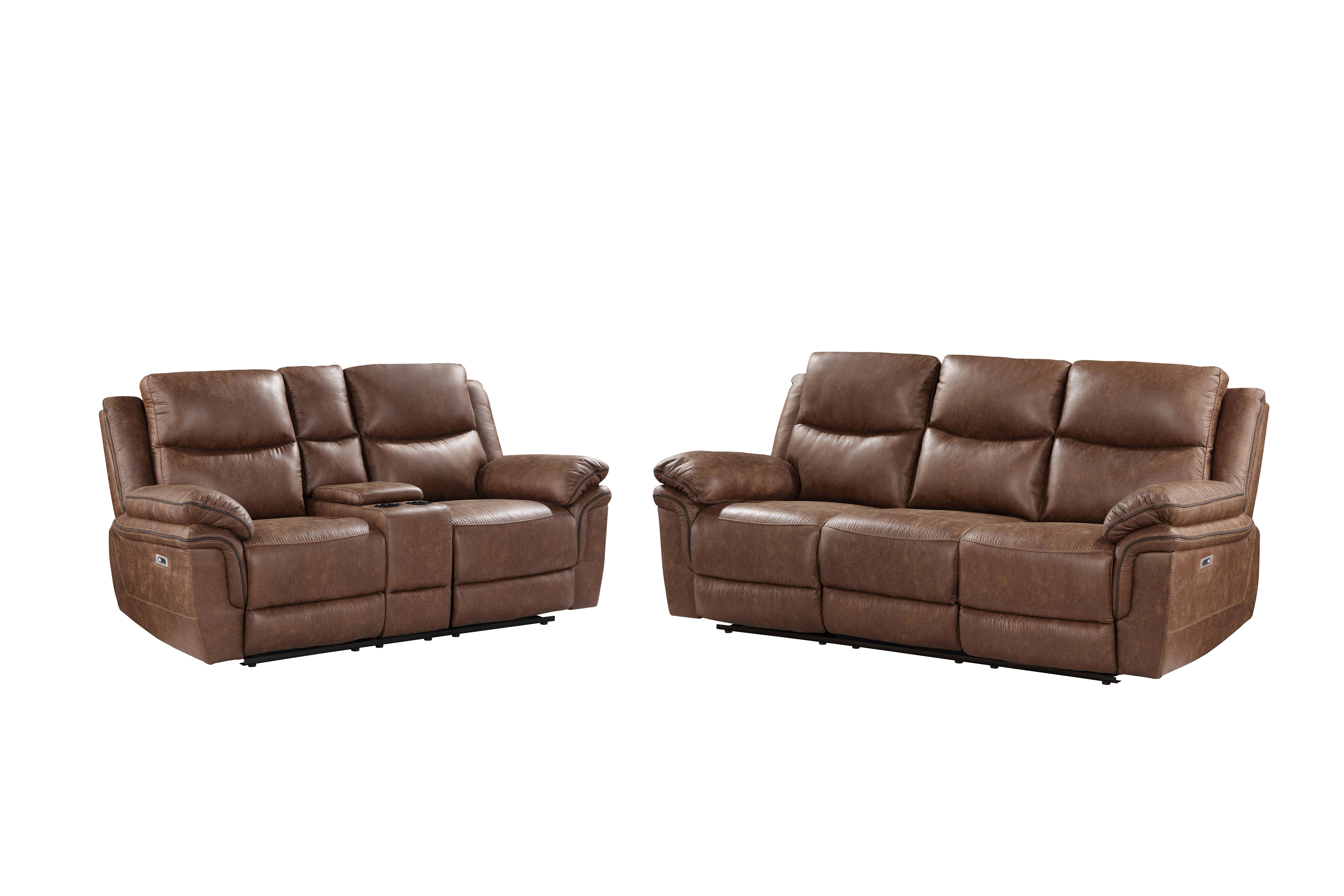 Ryland - P1 2 Piece Sofa & Loveseat Power Footrest - Brown