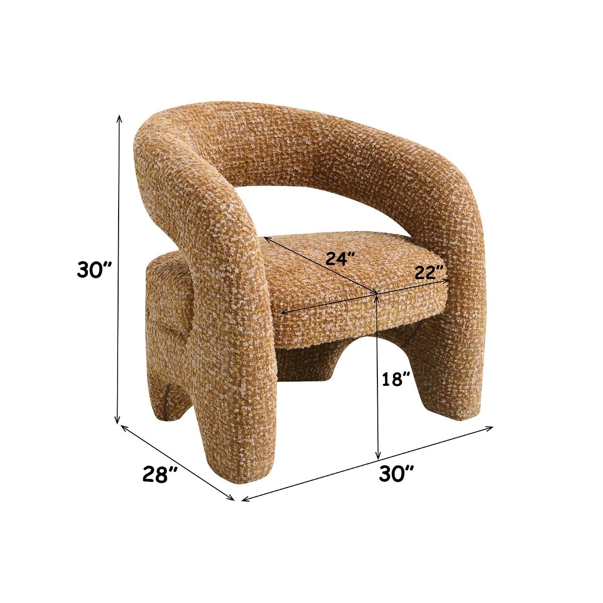 Pelia - Accent Chair - Orange Tweed, orange, view 7