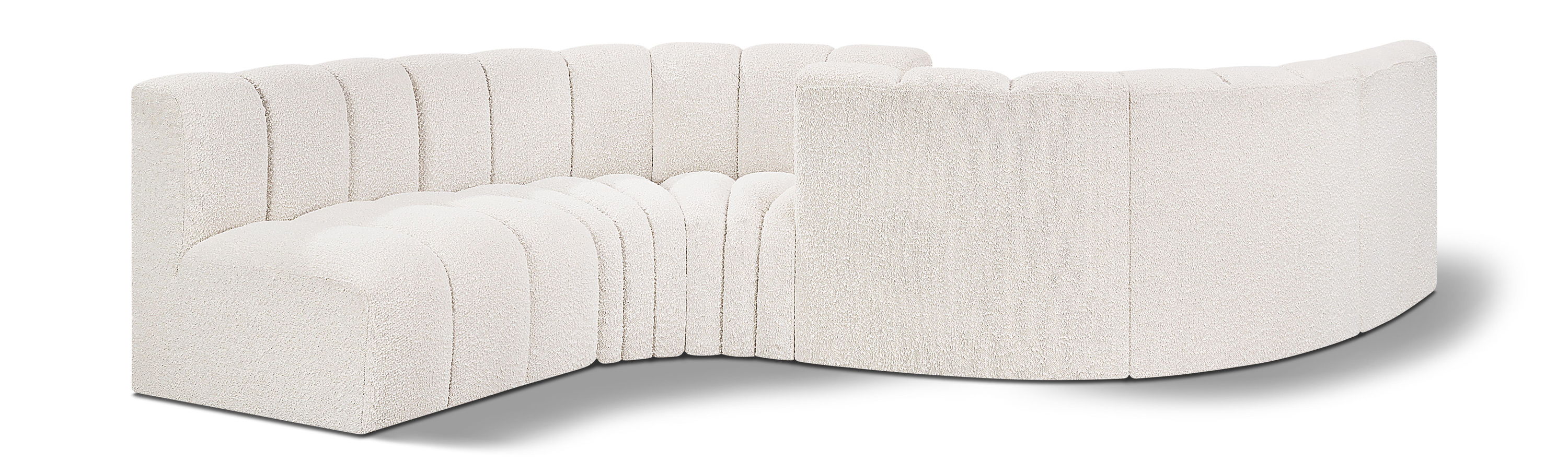 Arc - Boucle Fabric 6 Piece Modular Sofa - Cream