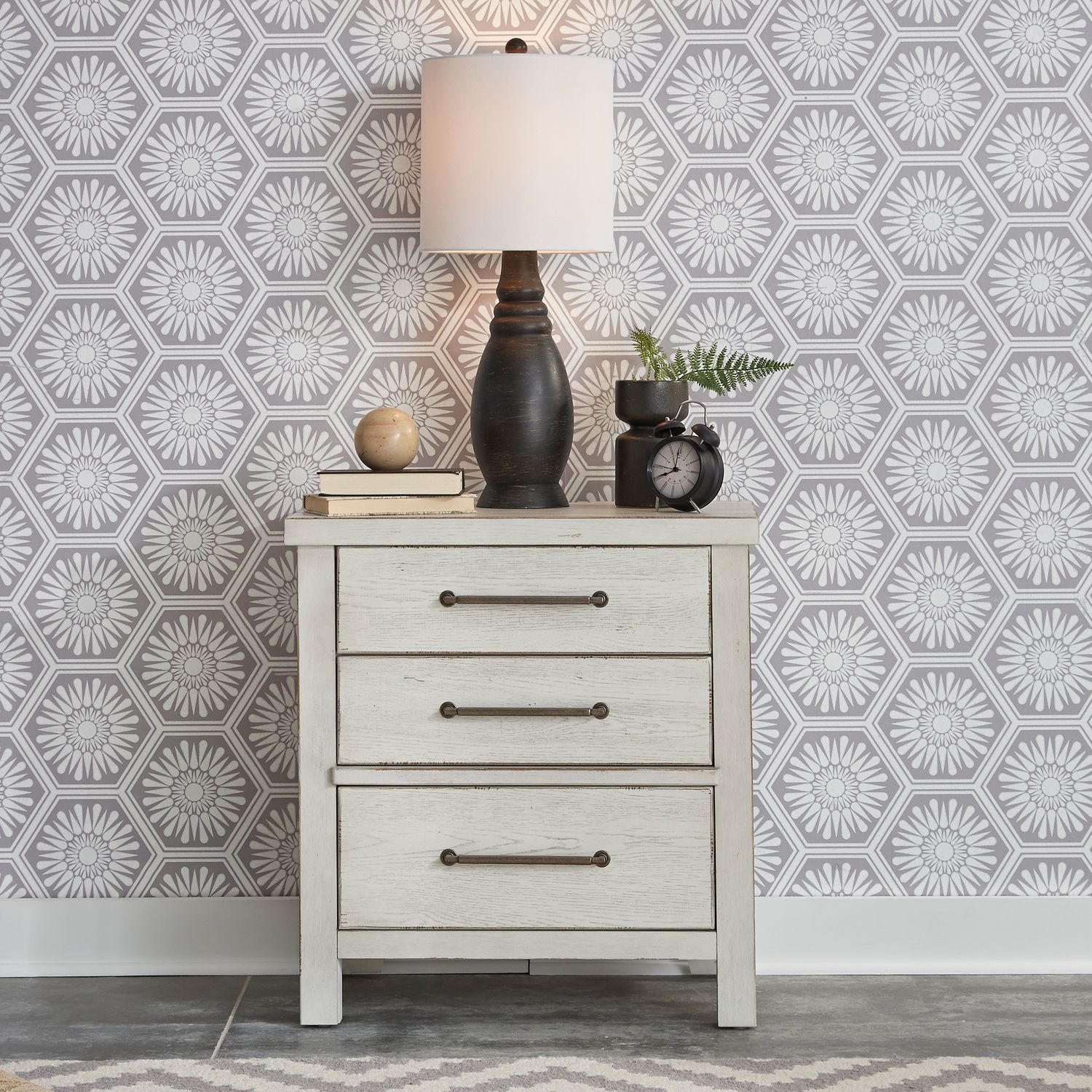 Liberty Furniture Modern Farmhouse - 3 Drawer Nightstand - White