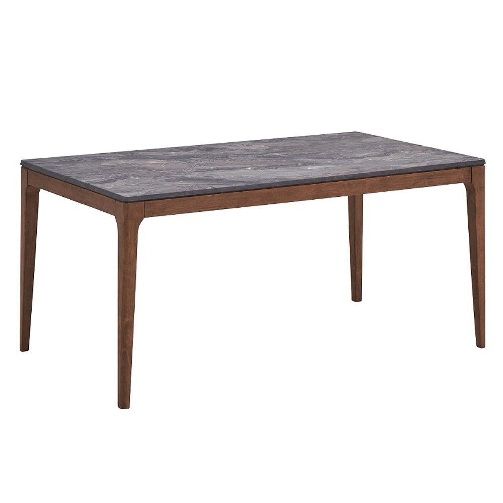 Bevis - Dining Table - Engineered Stone Top & Walnut, dark brown