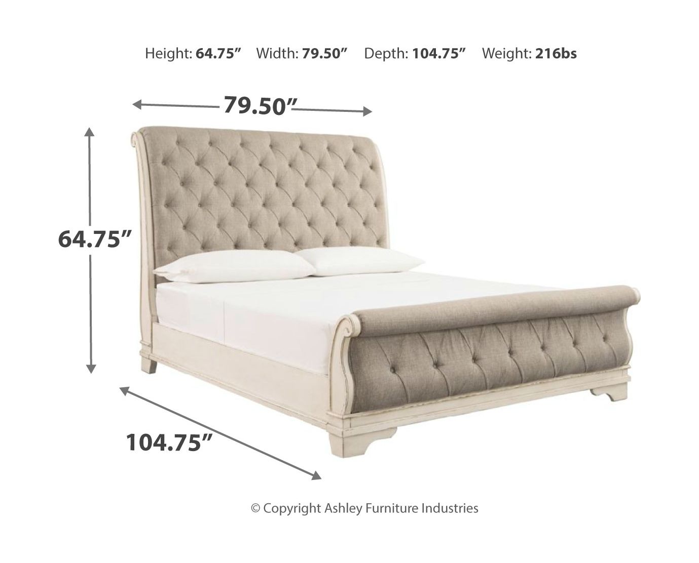 Ashley Furniture Realyn - 8 Pc. - Dresser, Mirror, Chest, King Upholstered Sleigh Bed, 2 Nightstands - Two-tone - Image 9